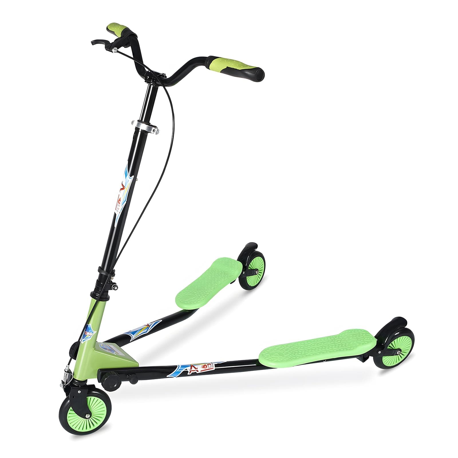 AODI Swing Wiggle Scooter, 3 Wheels Drifting Folding Kick Scooter with 4-Level Adjustable Height/Foldable for Kids/Teen/Adult Age 6+ Years Old