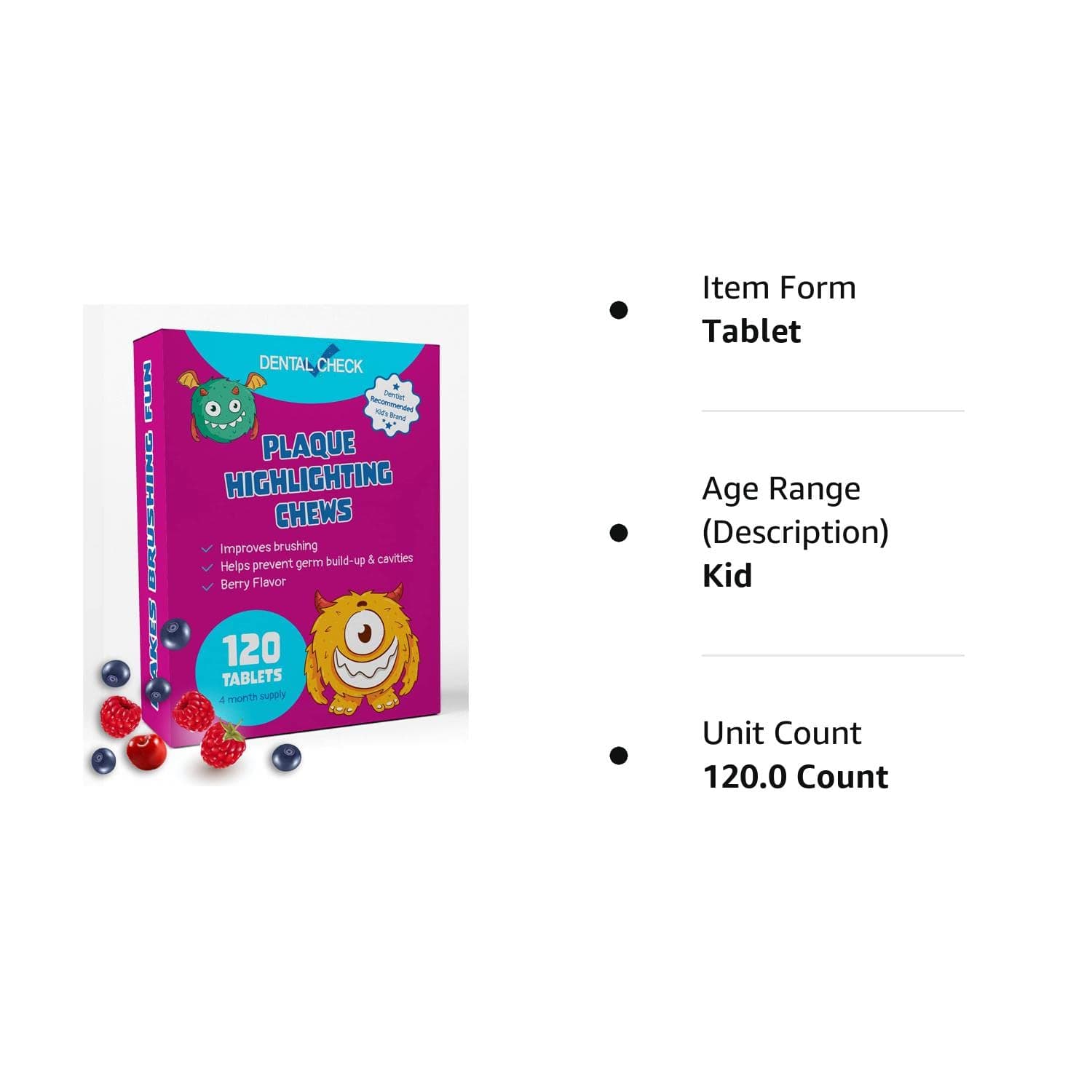 Dental Plaque Disclosing Tablets - Teeth Coloring Solution to Remove Plaque & Tartar (4 Month Supply - 120 Pack)