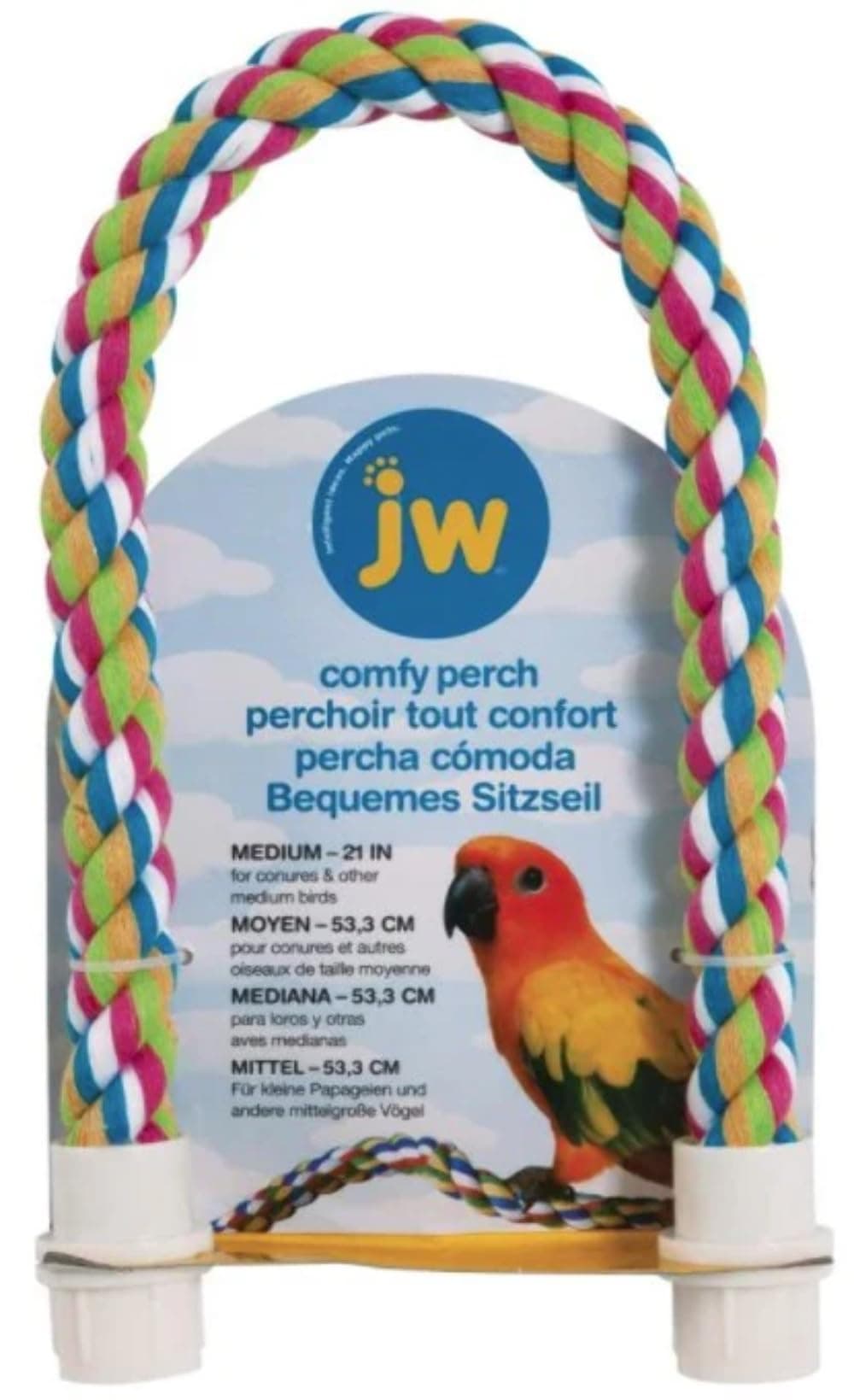JW Pet Comfy Perch For Birds Flexible Multi-color Rope, Medium - 21" Length