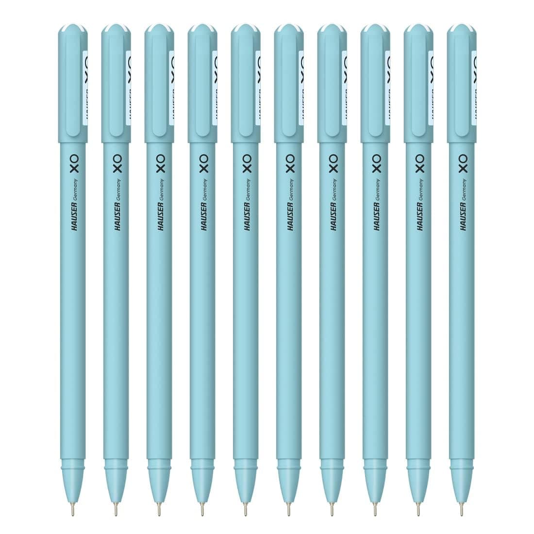 Hauser XO Ball Pen Pouch Pack | 0.6 mm Tip Size | Comfortable Grip With Smudge Free Writing | Smooth, Sturdy & Refillable Pen | Blue Ink, Pack of 5