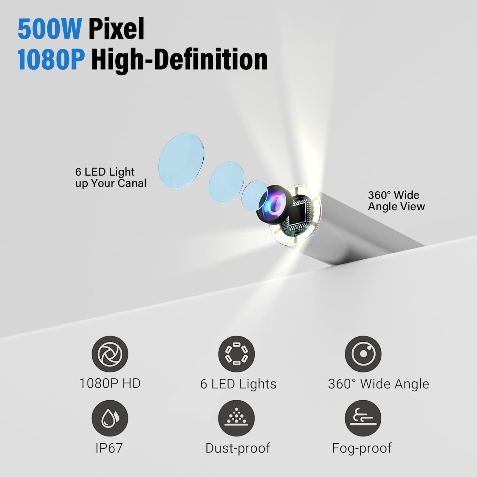 Ear Wax Removal - Earwax Remover Tool with 8 Pcs Ear Set - Ear Canal Cleaner with 1080P Camera - Ear Cleaning Kit with 6 Ear Scoops - Ear Wax Cleaner with Camera-Otoscope Ear Pick for iOS & Android