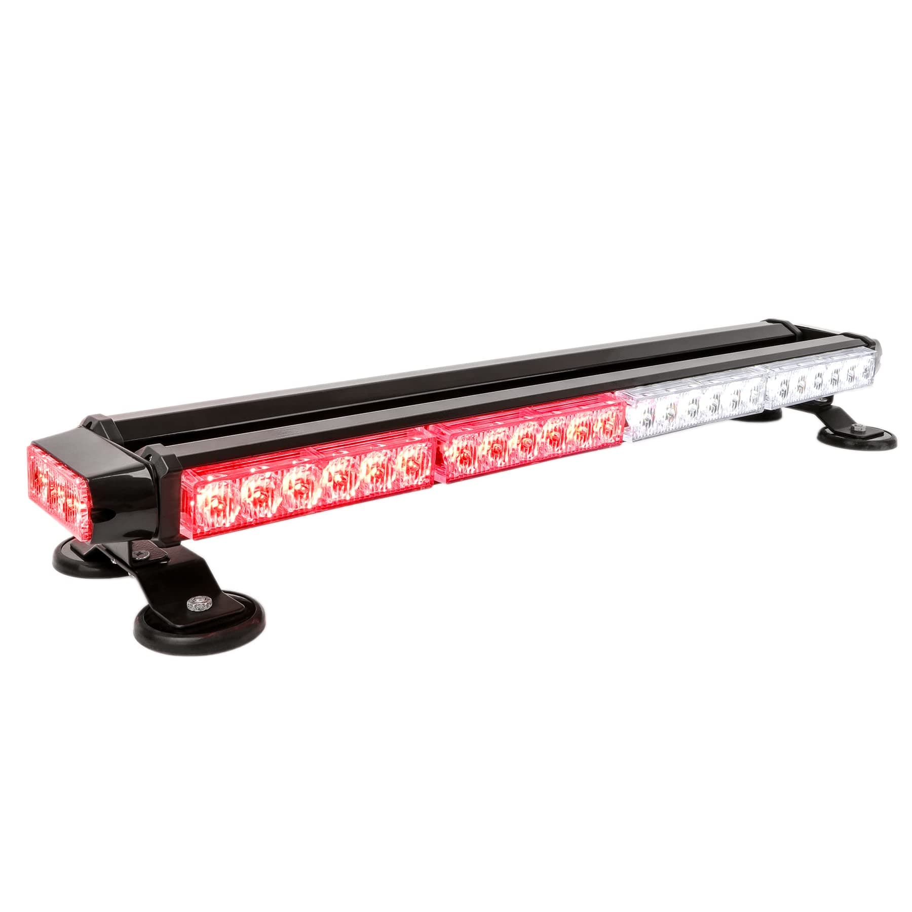 26.5" White Red 54 LED Light Bar Double Side Emergency Warning Flash Strobe Light Traffic Advisor with Magnetic Base (26.5" 54LED, White/Red)