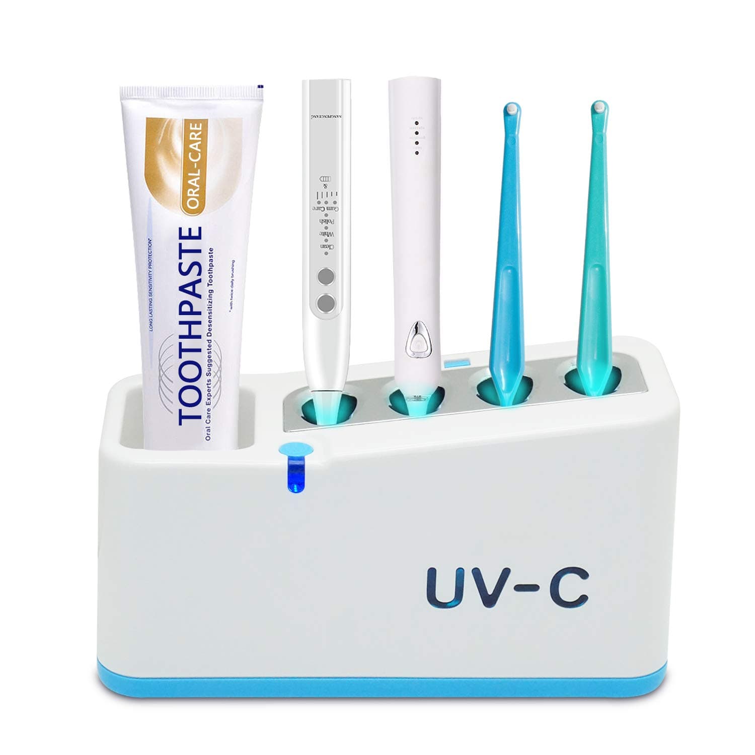 HHTD Portable UV Toothbrush Holder with Timer Function, 4 Toothbrushes Holder with USB Charging or 4 AA Batteries for Family Toothbrush Clean
