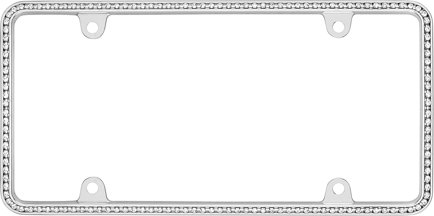 Cruiser Accessories 18130 Diamondesque License Plate Frame, Chrome/Clear