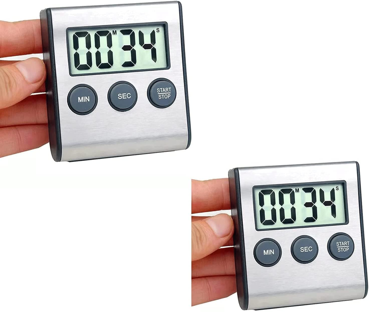 2 Pack Digital Magnetic Countdown Timer with Loud Alarm for Cooking, Baking, Sports Games