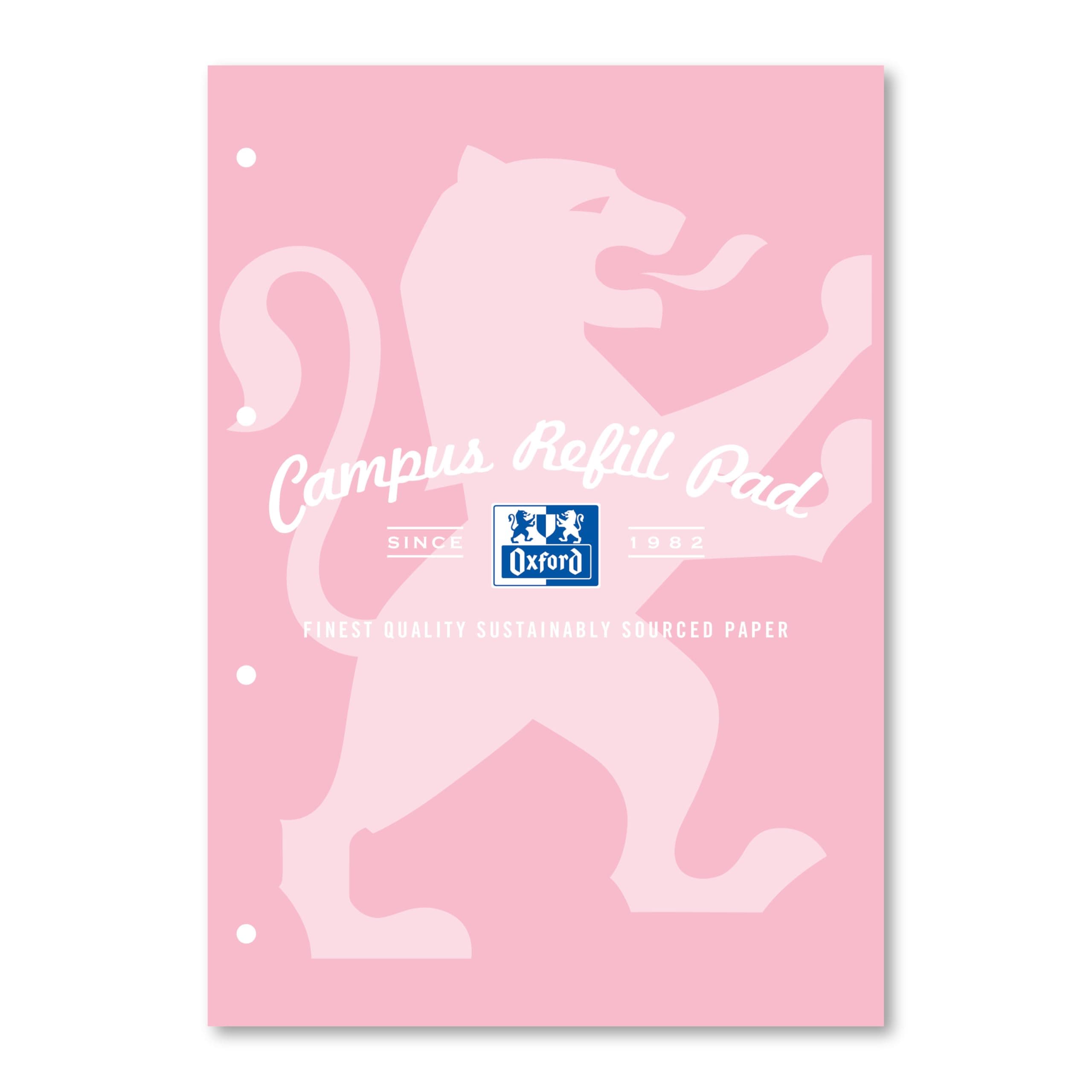 Oxford Campus Lined Paper A4 Refill Pad, Headbound 140 Pages, Pastel Colour, Single Notepad