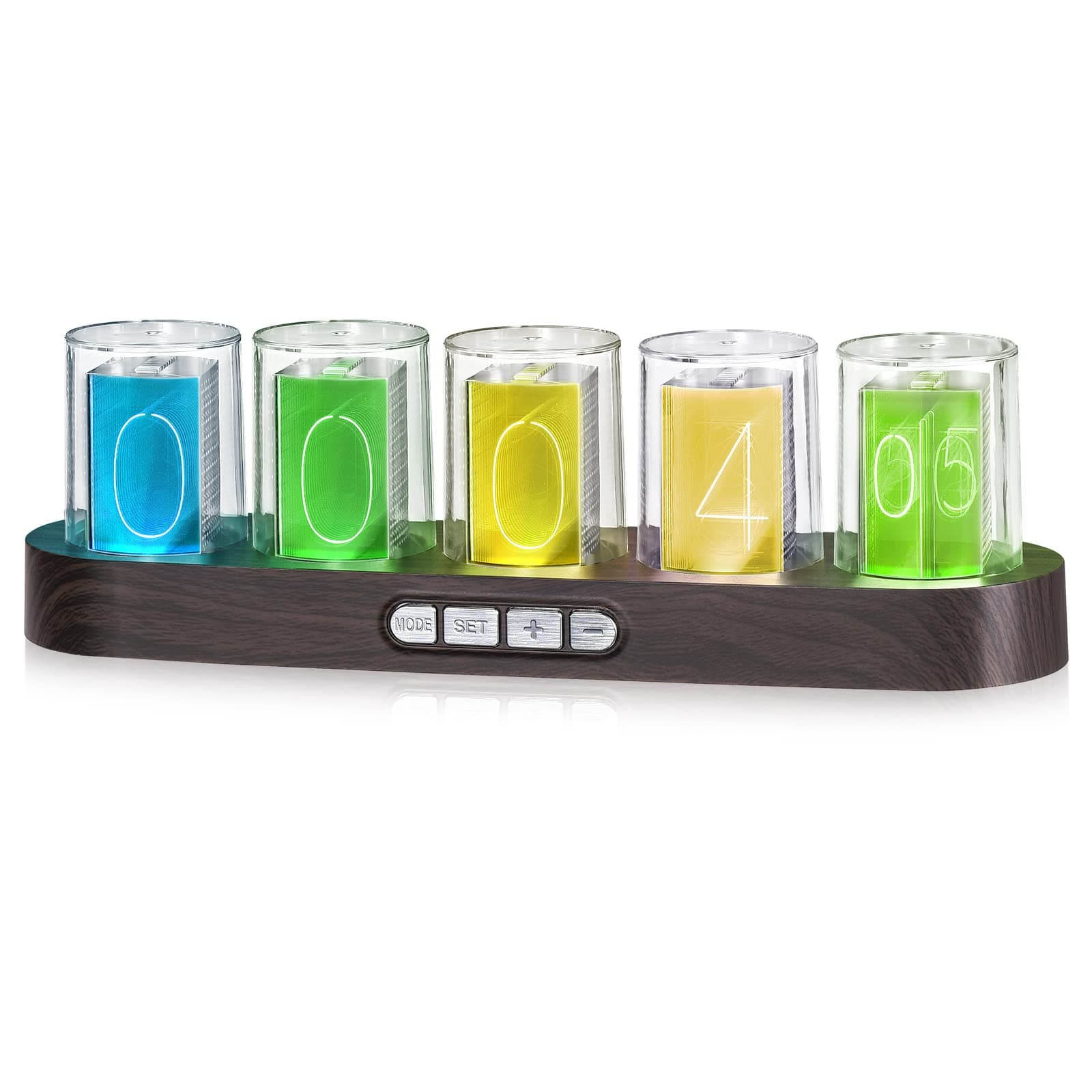 Cadmos Nixie Tube Clock.Glow Tubes Analog Clock.Creative Retro Digital Variable Color.Exquisite Desktop Decoration- Gift Idea-No Assembly Required (Imitation Wood Grain)