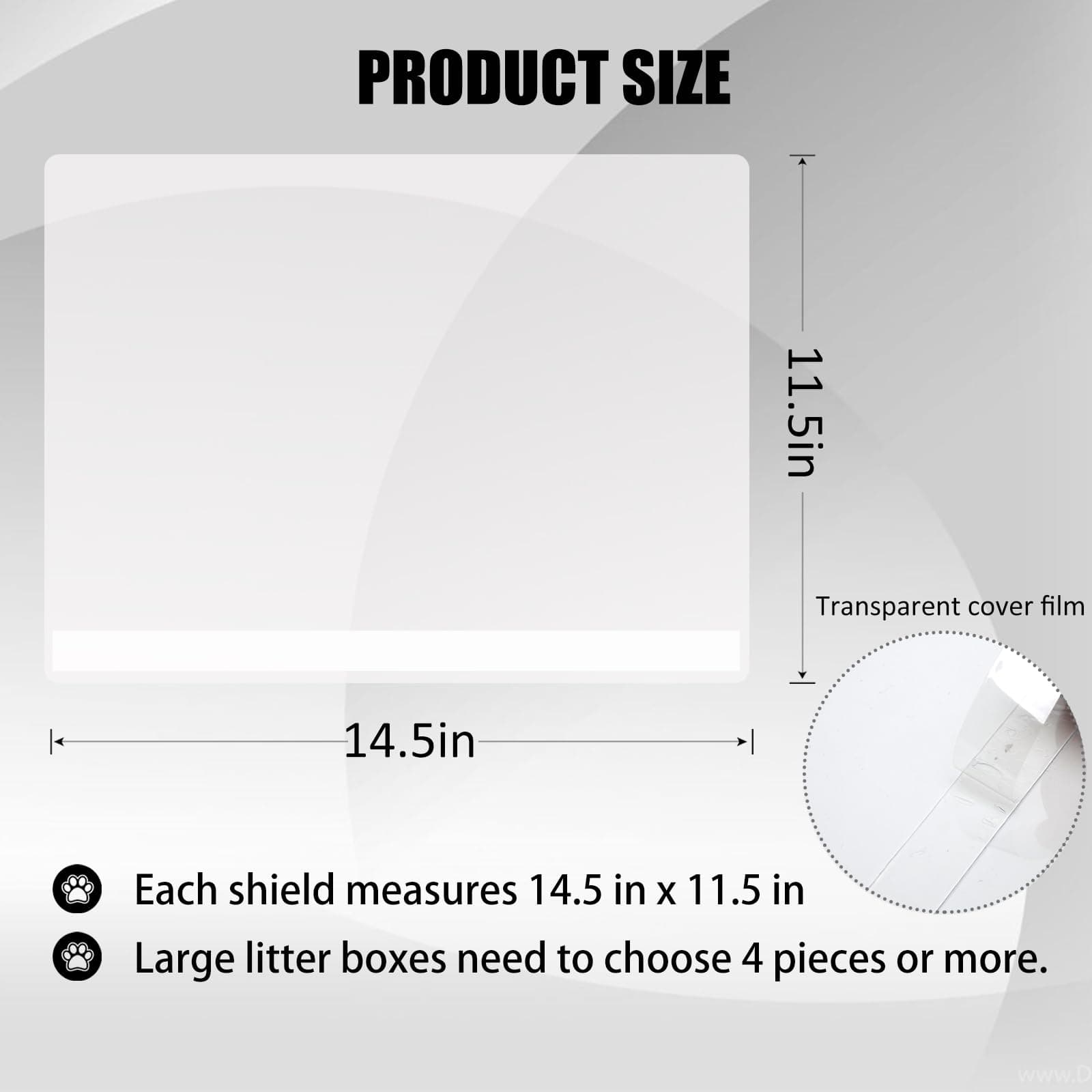 3PCS Cat Litter Box Pee Shields,Transparent Easy Clean Splash Guard for Open Top Litter Pan 14.5×11.5in- Litter Box Not Included(3PC)