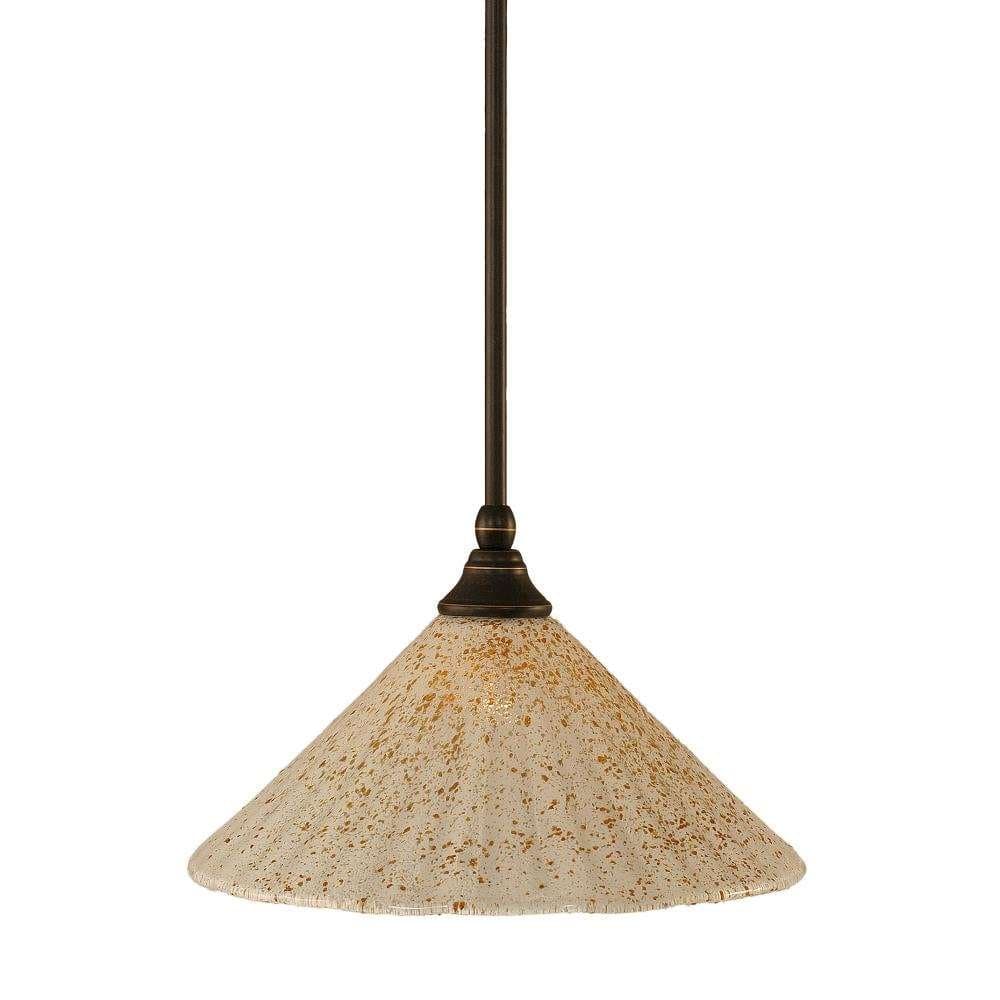 Toltec Lighting 23-DG-702 Stem Mini Pendant with Hang Straight Swivel with 12" Gold Ice Glass, Dark Granite Finish