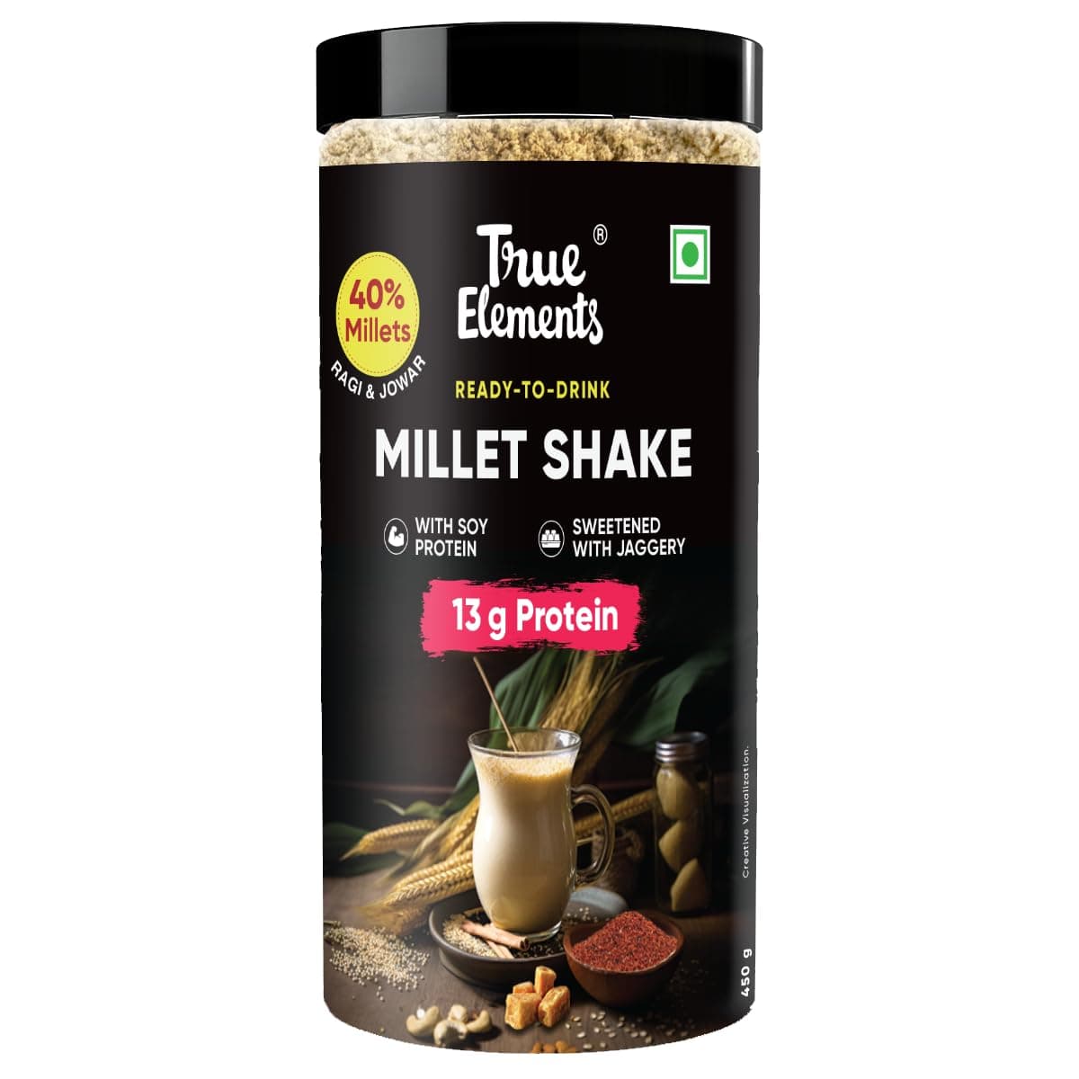Millet Protein Shake 450gm by True Elements- Healthy Shake for Weight Management | 100% Clean Shake with No Refined Sugar or Added Preservatives