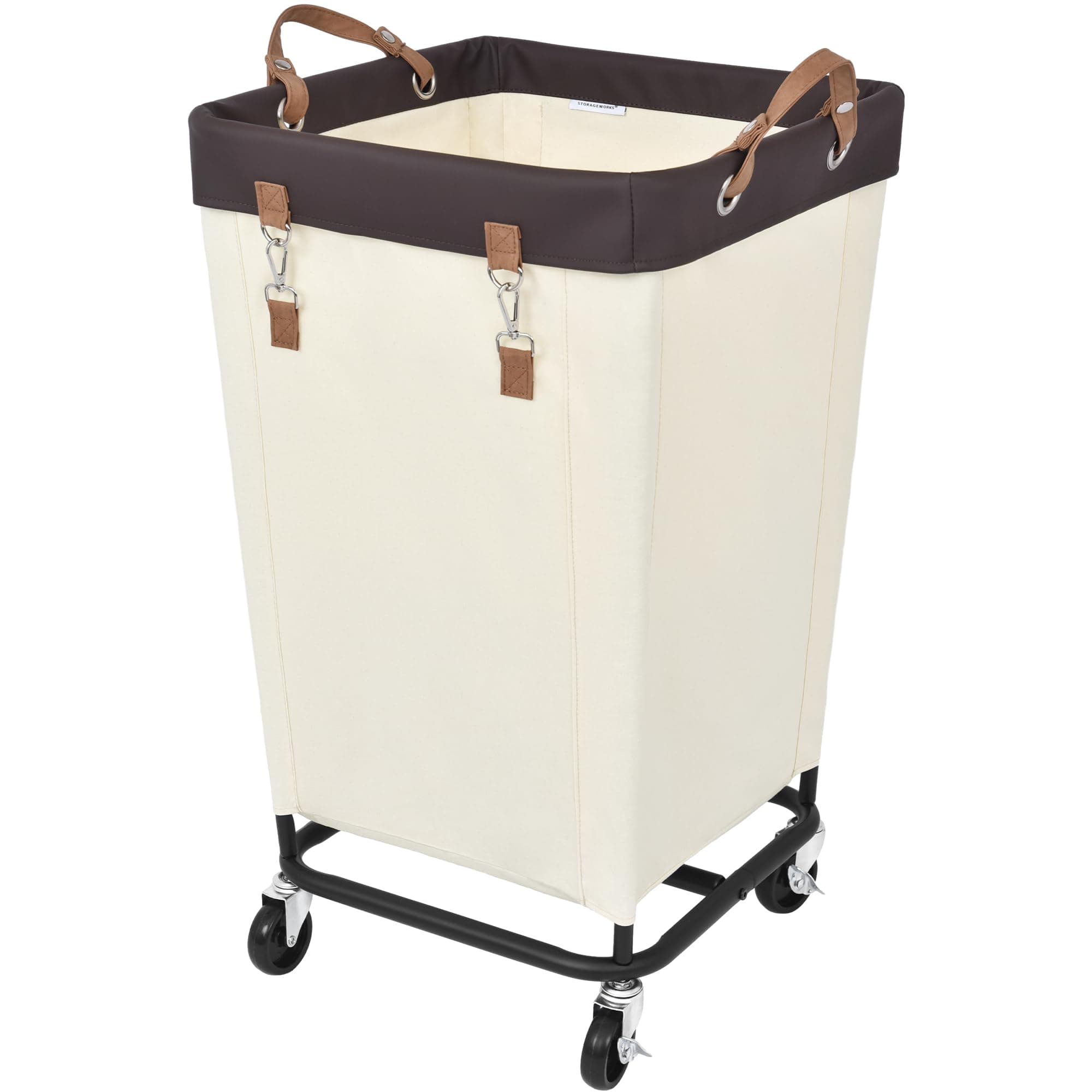 StorageWorks 160L Laundry Basket with Wheels, Large Rolling Hampers for Clothing Organizer, Dirty Clothes Basket for Hotel, Home, Closet, Dorm, Beige