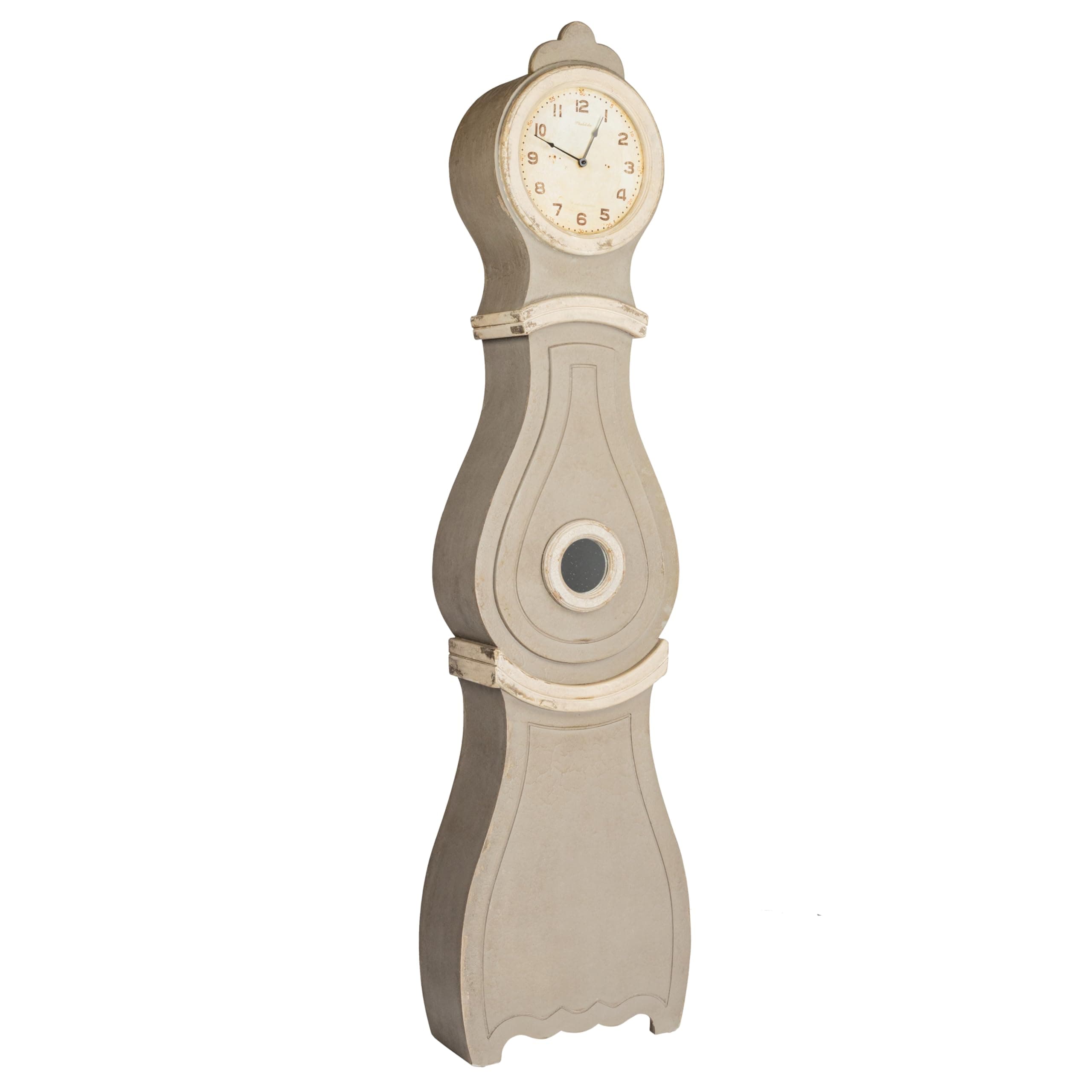 Creative Co-Op Distressed Grey Wood Grandfather Style Wall Clock