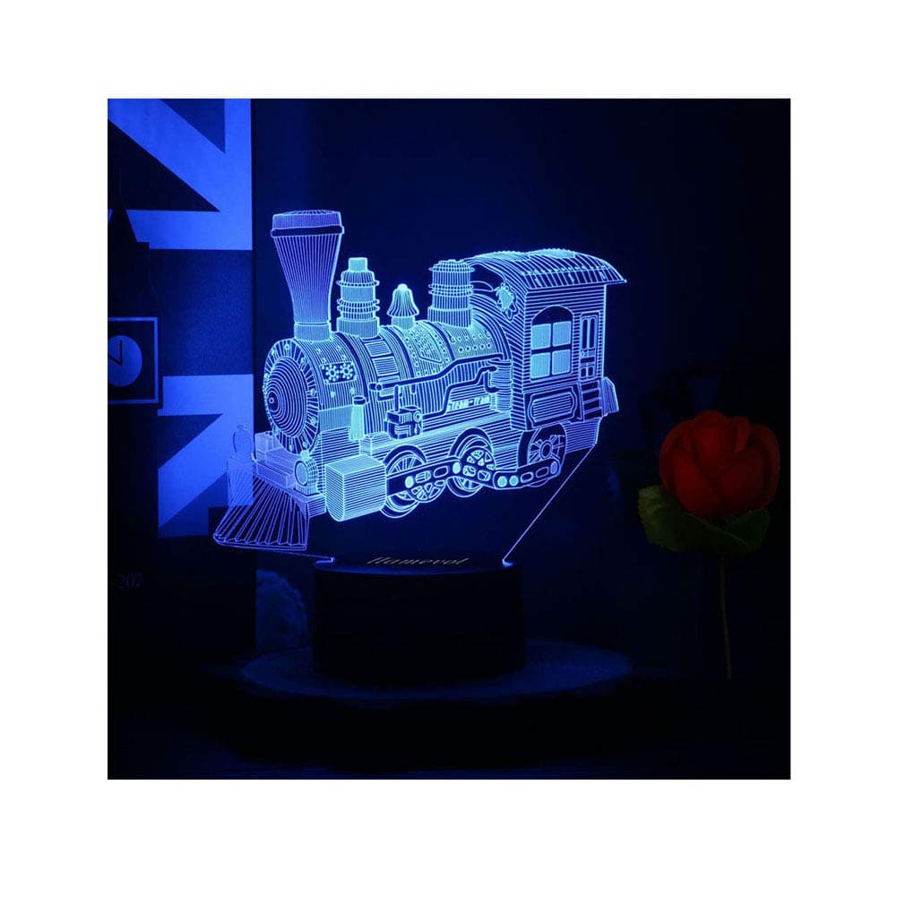 Toy Train Night light for Kids LED Table Lamp 3D Illusion Optical Car Steam Train Locomotive Engine Birthday Gifts for Men Girls Boys Adults Toddler Baby 7 Color Nursery Vintage Easter Children