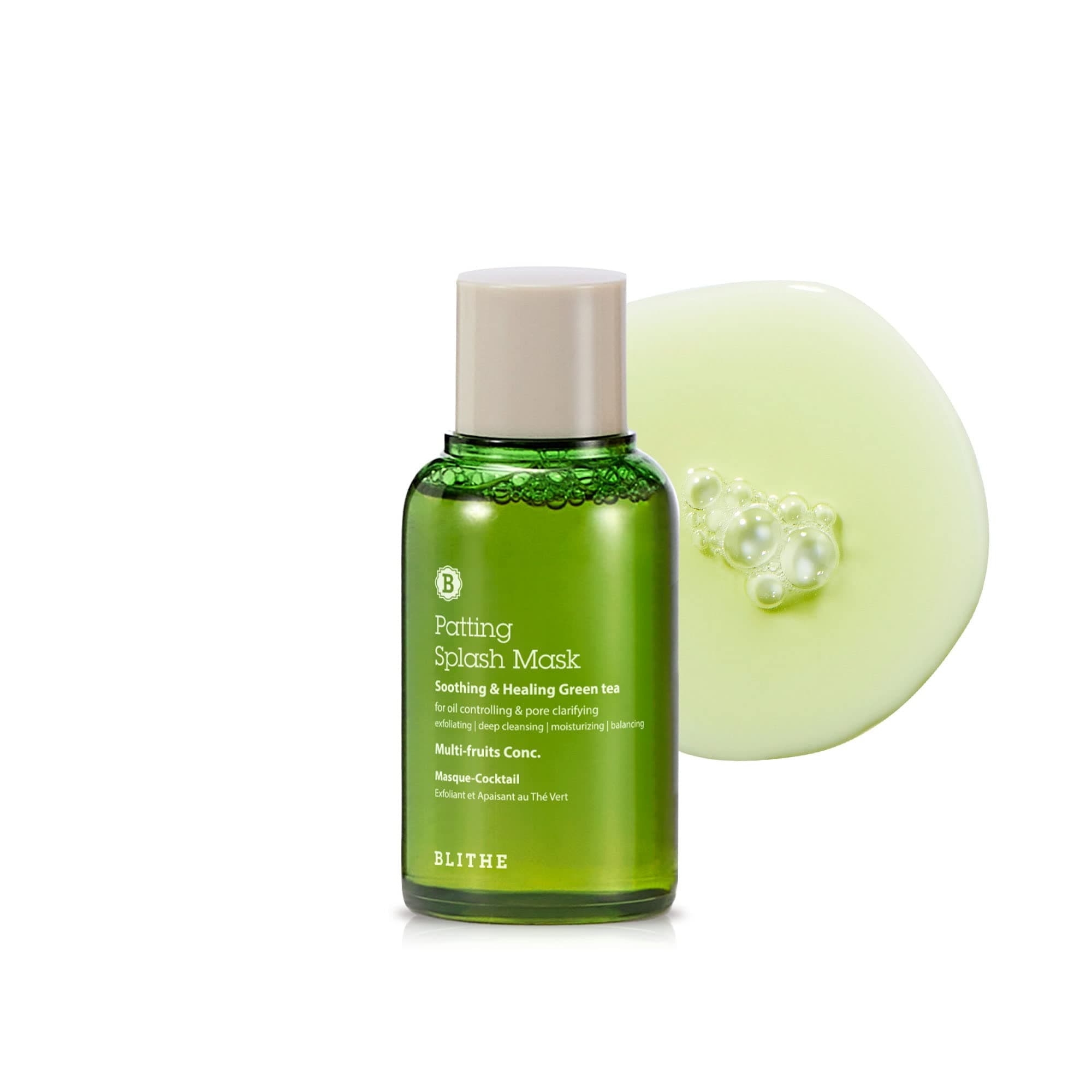 Blithe Patting Splash Mask Soothing & Healing Green Tea, 70ml - Deep Pore Cleansing Mask, K beauty, Exfoliating Dead Skin, Blackhead Removal, Korean Skincare with Nourishing Complex Fruit Extract