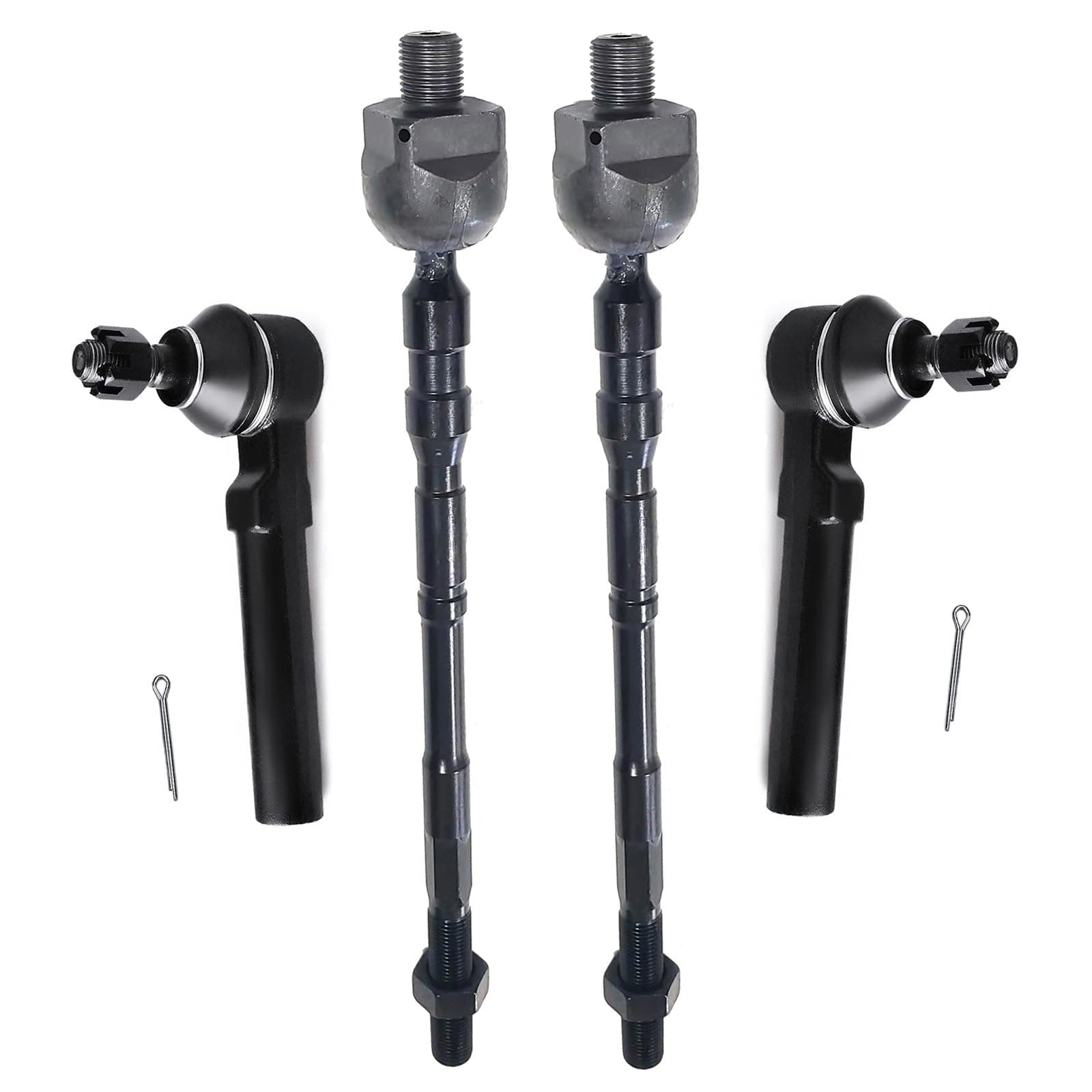 4PC Front Inner and Outer Tie Rods FITS for Subaru Forester 2003-08/ Impreza 2004-11/ Legacy 2010-14/ Outback 2010-14 (w/ 15.5mm Threads), ES3712 EV800049 Front Tie Rods
