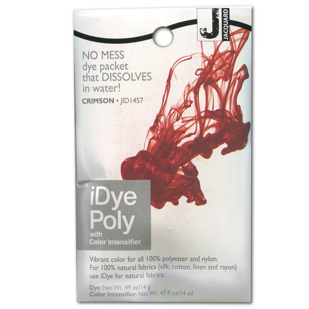 Jacquard iDye Poly Fabric Dye Crimson for Natural, Synthetic, Polyester and Blended Textile Fibres 14g No Mess Packet