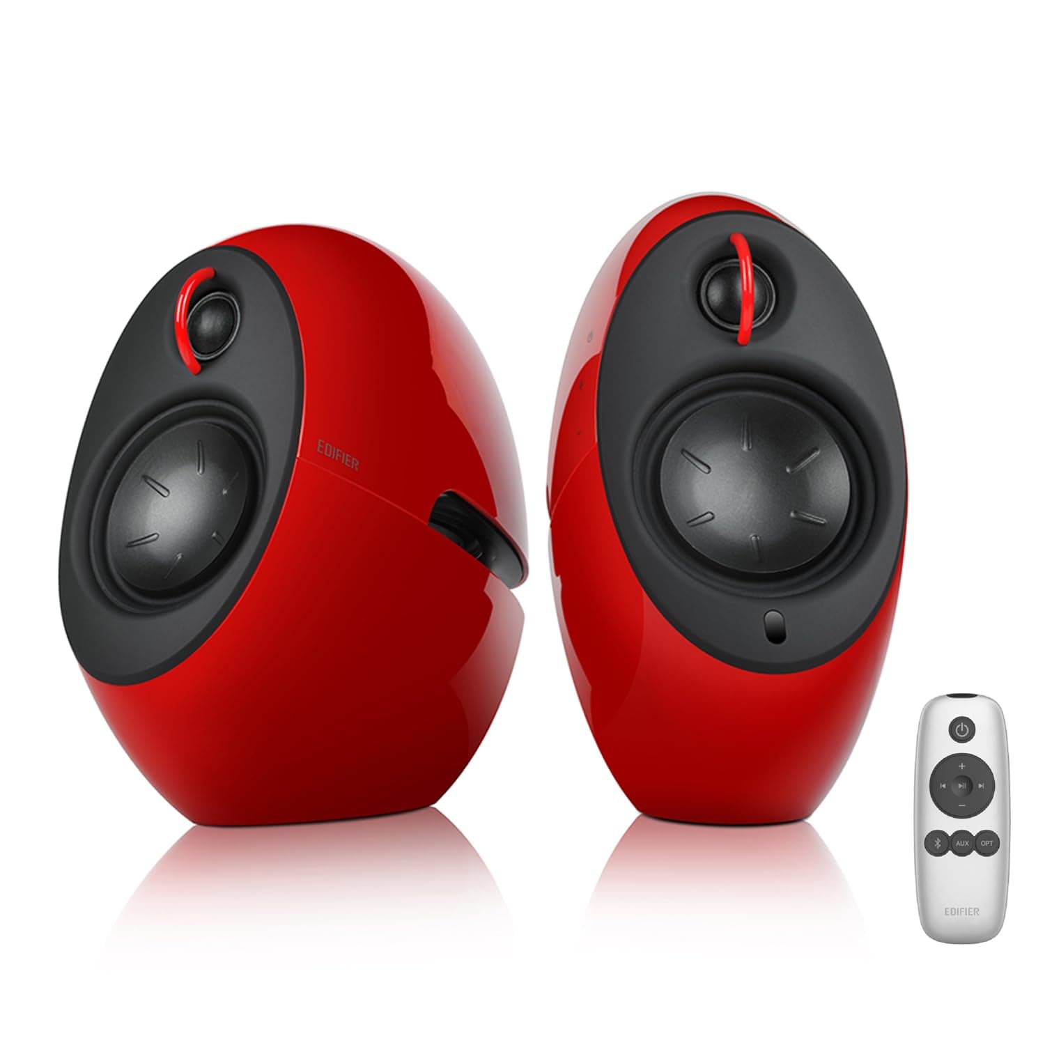 Edifier e25HD PC Speakers with Passive Bass Radiators & Bluetooth 5.3 LDAC for Desktop - Optical Input- 74W Near Field Powered Bookshelf Hi-Res Speakers with 24bit/96KHz Wired & 990Kbps Wireless, Red