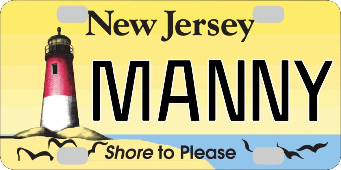 Personalized New Jersey Shore Bicycle Large State License Plate Replica