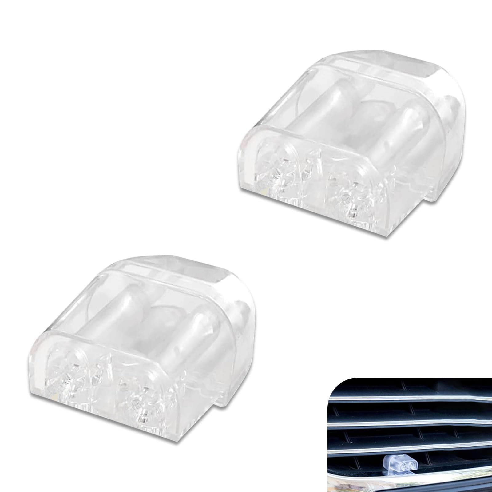 2 PCS Car Security Alarm, 2" x 0.87" x 1" ABS Dual Speaker Sound-imitating Animal Repellent Whistle, Self-adhesive Replacement Modification Accessory, for Most Car Models (Transparent)