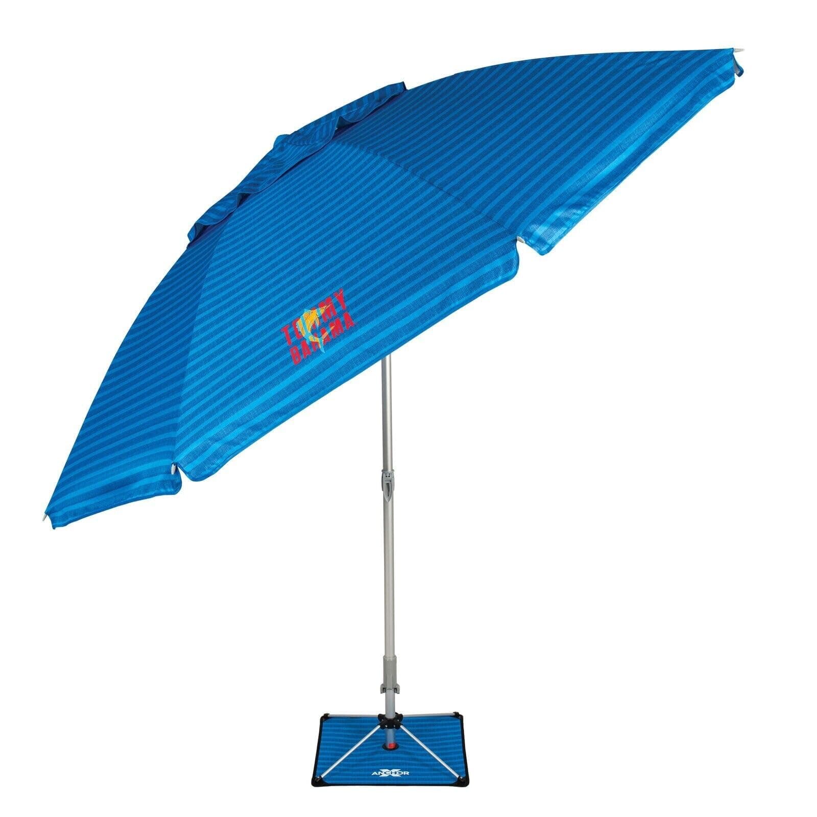 Tommy Bahama 8 ft Beach Umbrella with wind vent and sand anchor- Rich blue, One Size