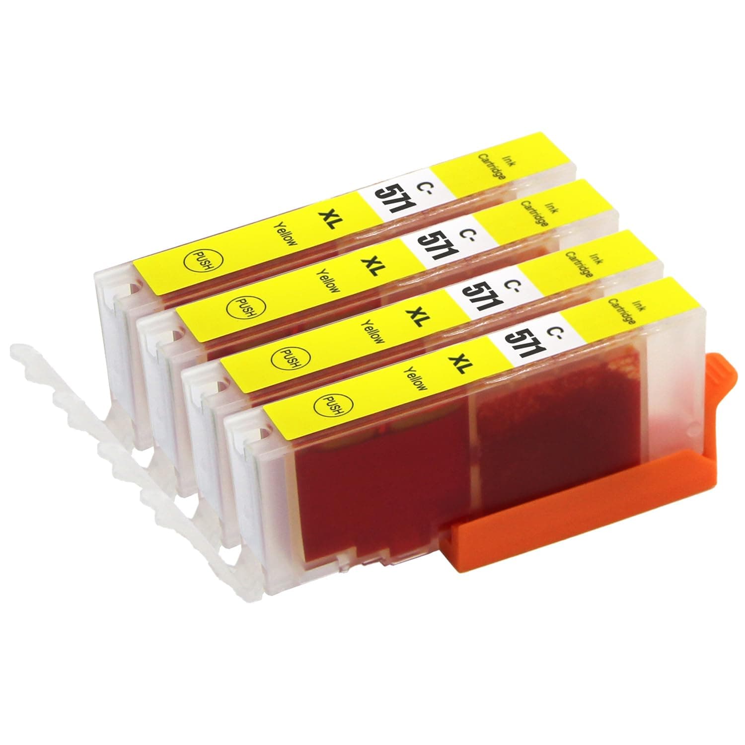 Go Inks 4 Yellow Ink Cartridges to replace Canon CLI-571Y Compatible/non-OEM for PIXMA Printers, High Capacity
