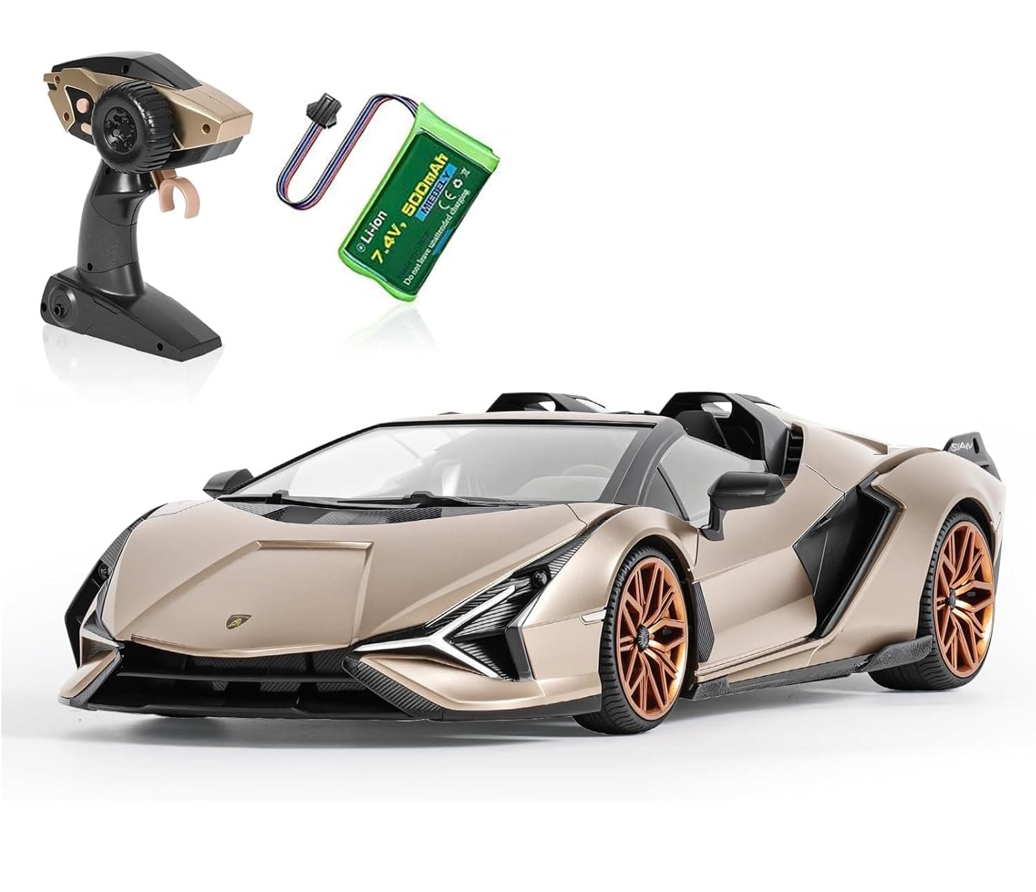 Lamborghini Remote Control Car, 1:16 Scale Lambo Toy Car 7.4V 500mAh Officially Licensed 12Km/h Rc Cars with Led Light 2.4Ghz Model Car for Adults Boys Girls Birthday Ideas Gift (Champagne)