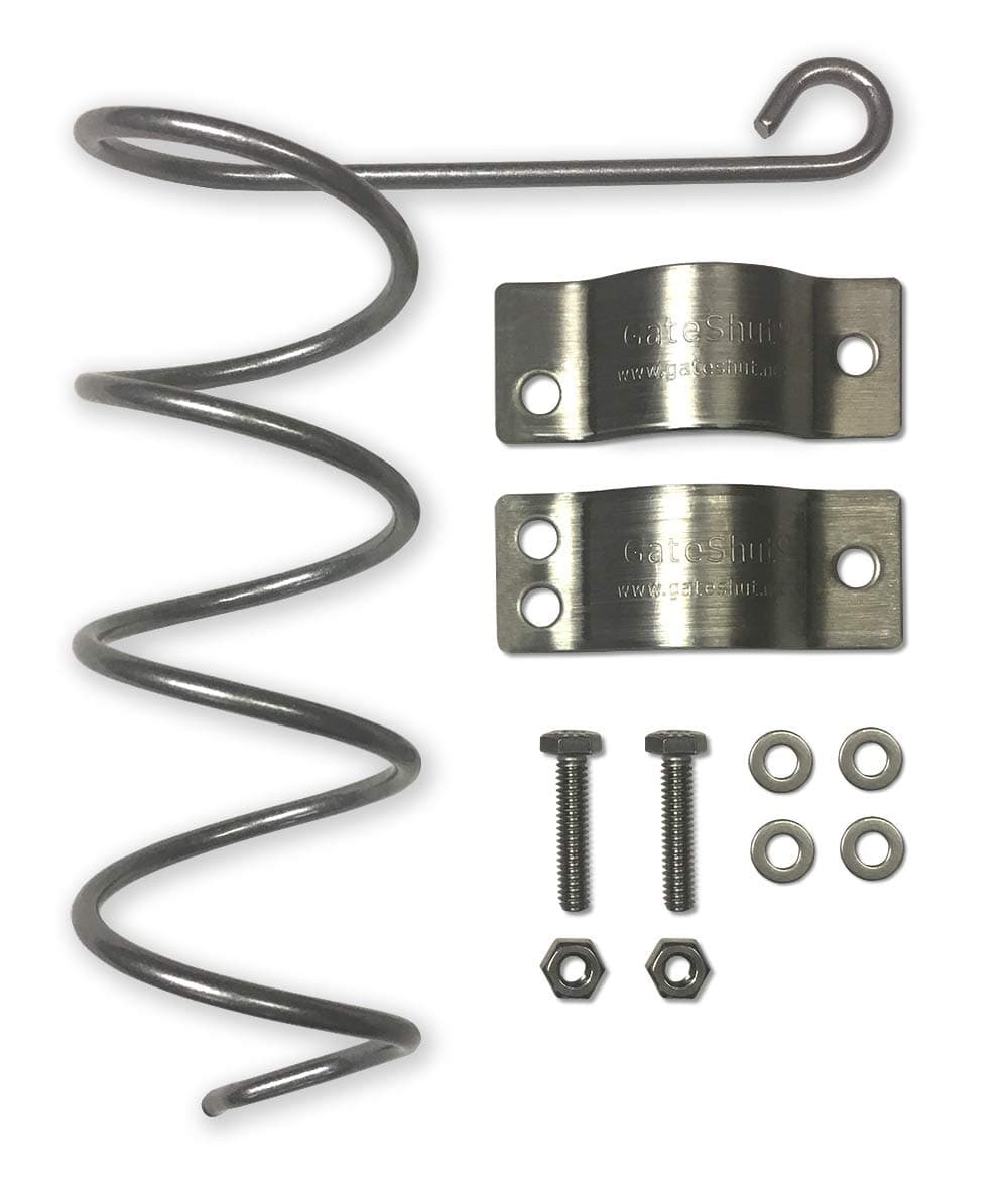 Gate Shut Automatic Chain Link Self Closing Closer. Adjustable Closing Tension, Outdoor Spring, Works Great for Pool and Dog s or Any Chainlink – Made in USA