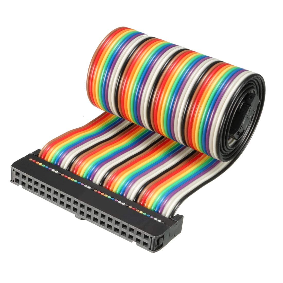 uxcell IDC Rainbow Wire Flat Ribbon Cable 40 Pins 50cm Length 2.54mm Pitch Type-C