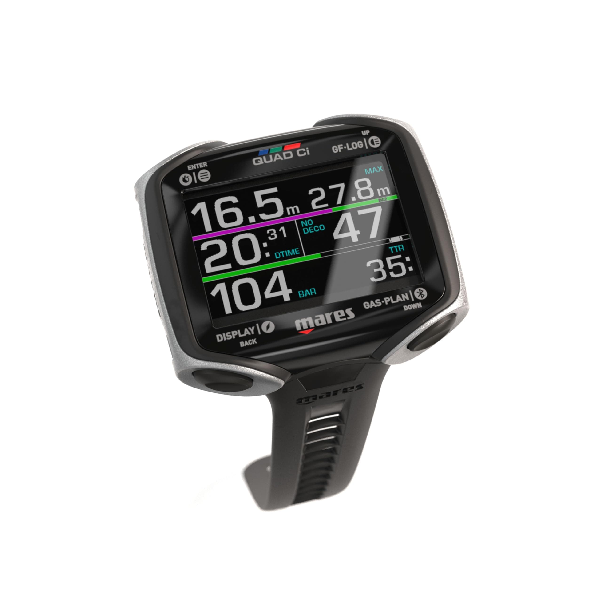 Mares Quad Ci Wrist Dive Computer (Black/Silver) - Activity Tracking Watch w/Multiple Dive Modes