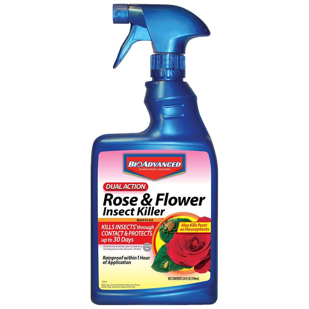 BioAdvanced Dual Action Rose and Flower Insect Killer, Continuous Rose Bug Spray, 24 oz
