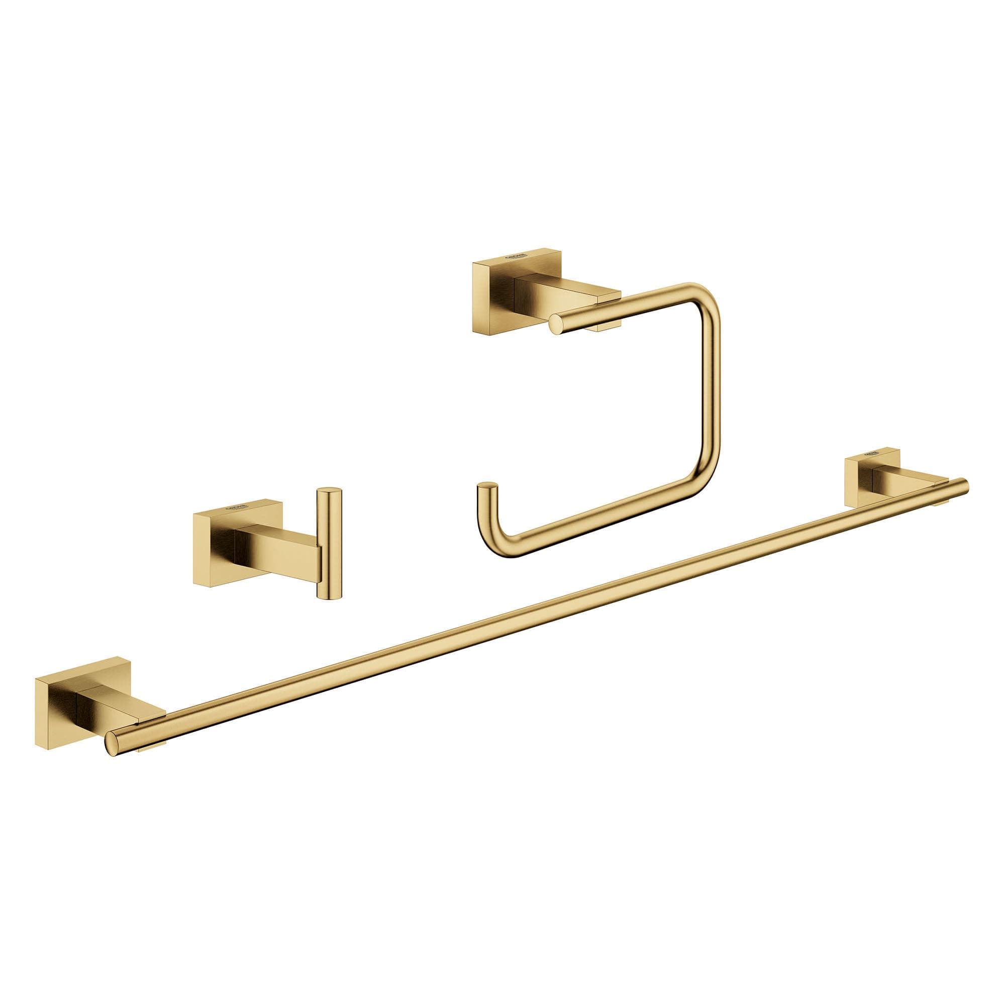 40777GN1 Essentials Cube 3-In-1 Bathroom Accessory Set, Brushed Gold