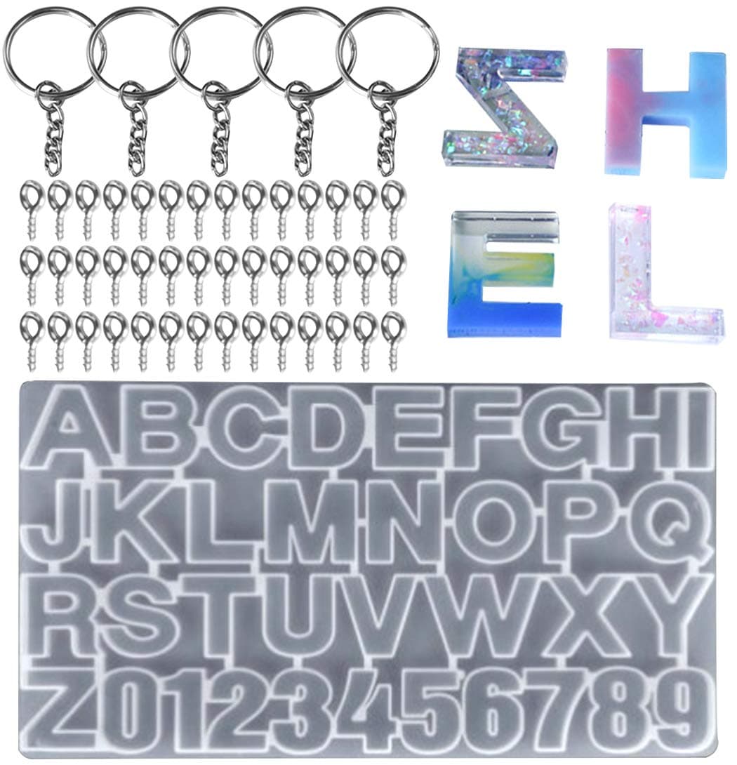 Alphabet Mold Set Creative DIY Pendant Epoxy Mold Number Mold for Jewelry Alphabet Silicone Molds Silicone Casting Molds Pendant Resin Molds for Pendant