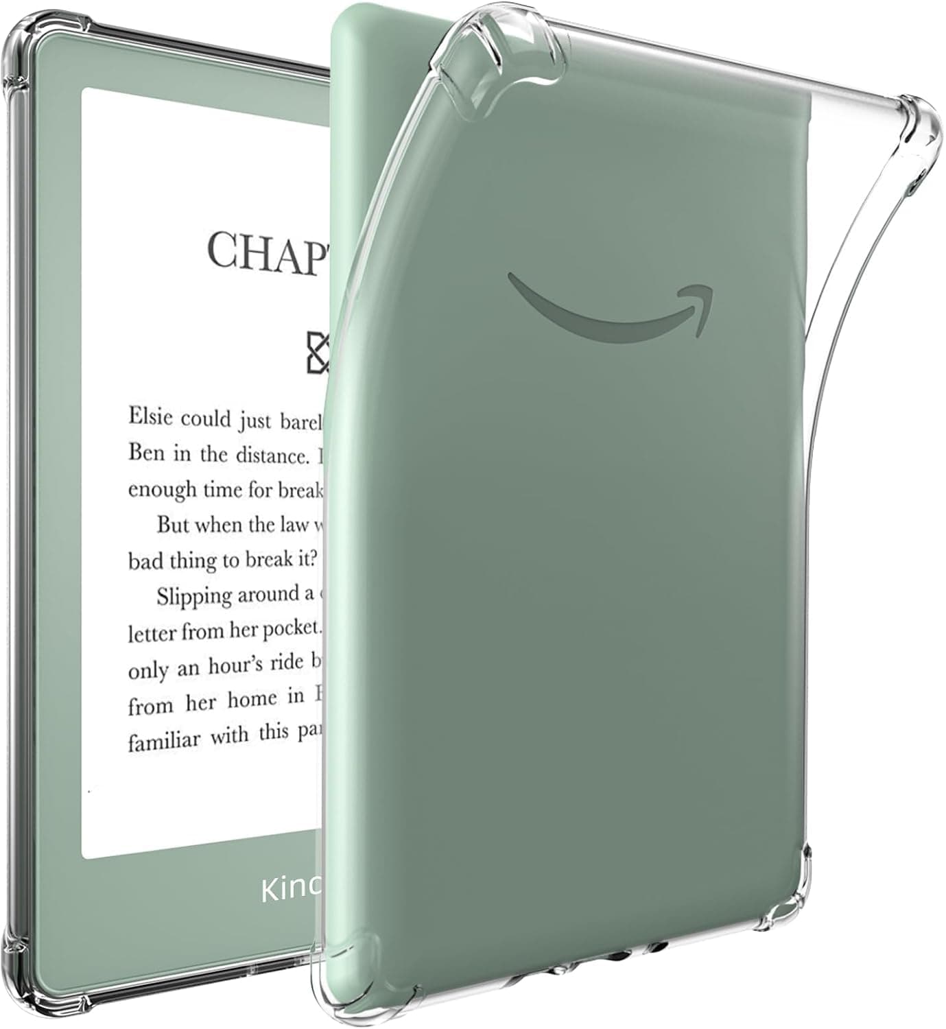 TQQ Clear Case for 6" Amazon Kindle 11th Generation 2024 and 2022, Thin Slim Soft Flexible Silicone TPU Rubber Back Cover Reinforced Edge Corners,Transparent