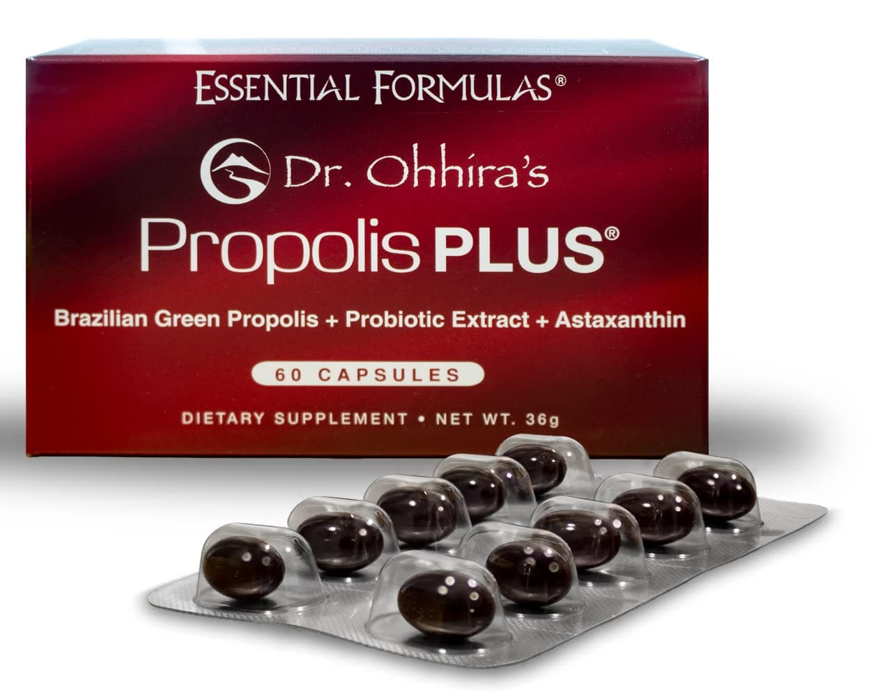 Dr. Ohhira's Propolis Plus 60 Capsules with Brazilian Green Propolis, Probiotic Extract and Astaxanthin