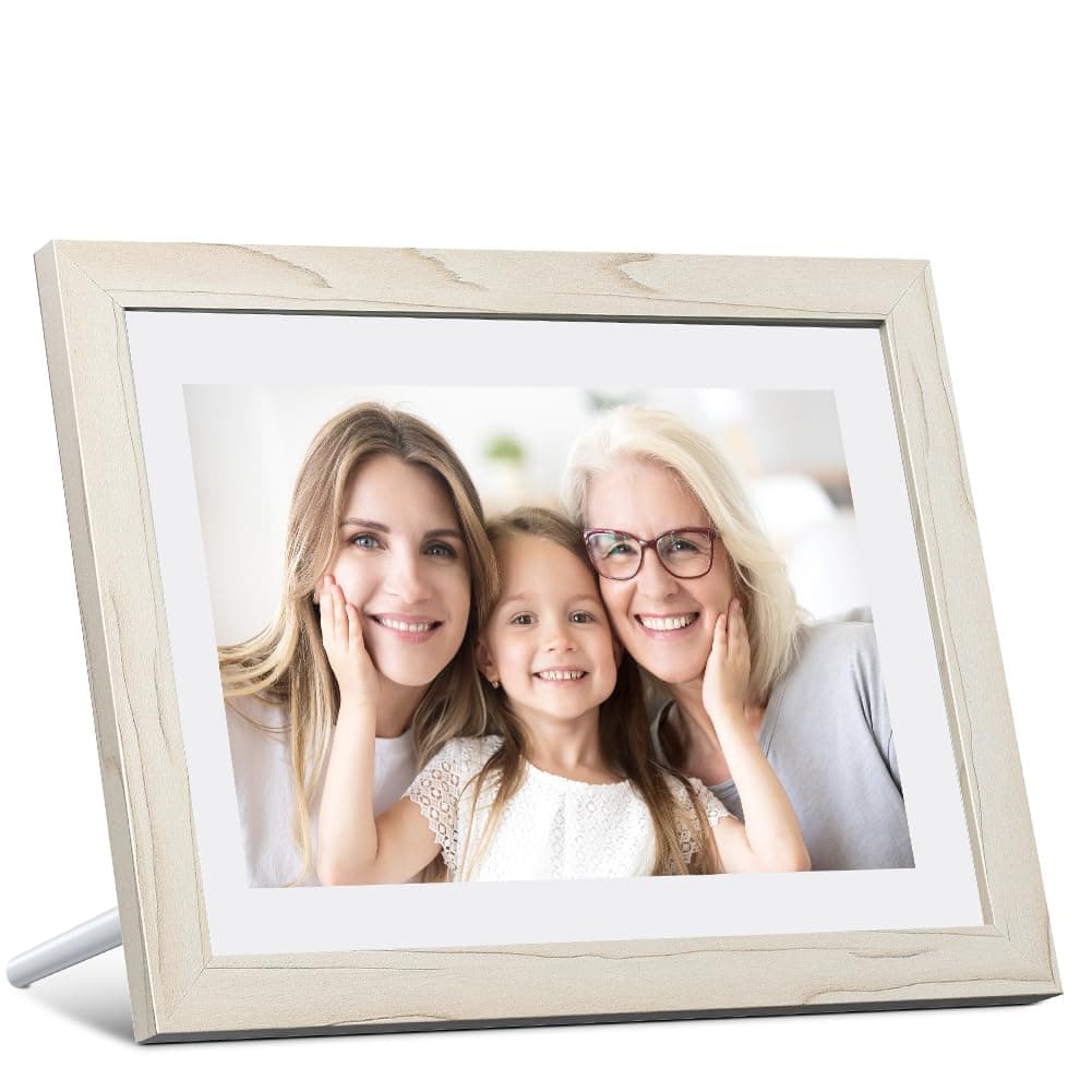 Digital Picture Frame WiFi 10 inch IPS Touch Screen Digital Photo Frame Display, 32GB Storage, Auto-Rotate, Share Photos via App, Email, Cloud, Classic 10 White, XKS0001-WT-US2
