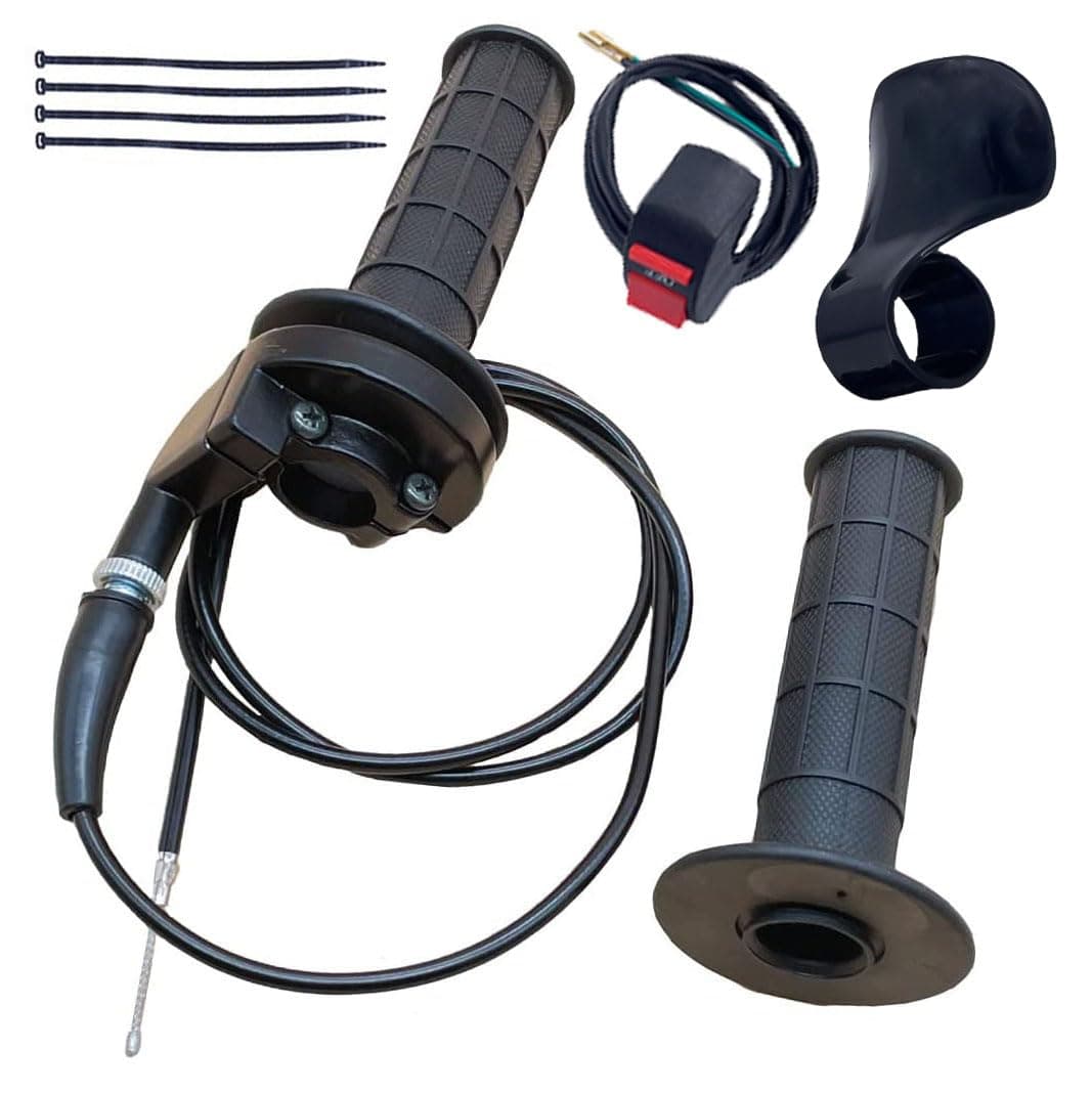 Auto-Moto Handle Bar Throttle Grips Grip +Throttle Cable + Throttle Housing Clamp for 50cc 79cc 125cc 250cc Dirt Bike Quad ATV Pit Compatible with Coleman CT200U CT200U-EX BT200X Trail 200 Mini Bike