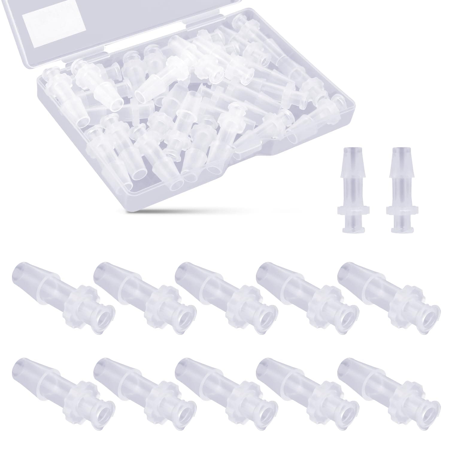 30pcs Luer Lock Adapter, Clear Female Luer Lock 1/4 Luer Lock Connector Kit Luer Connector