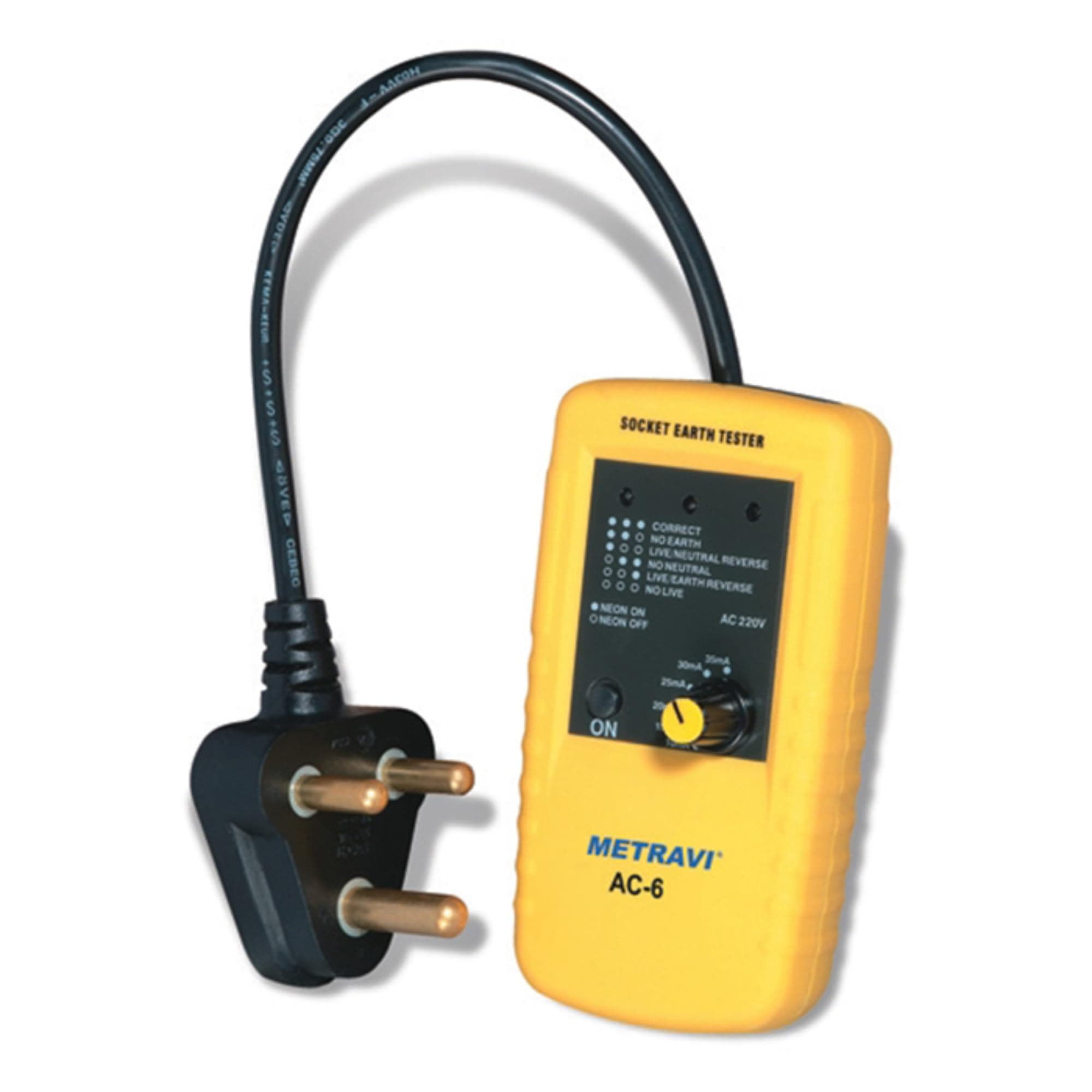 Metravi AC-6 Socket Polarity and Earth Leakage Tester