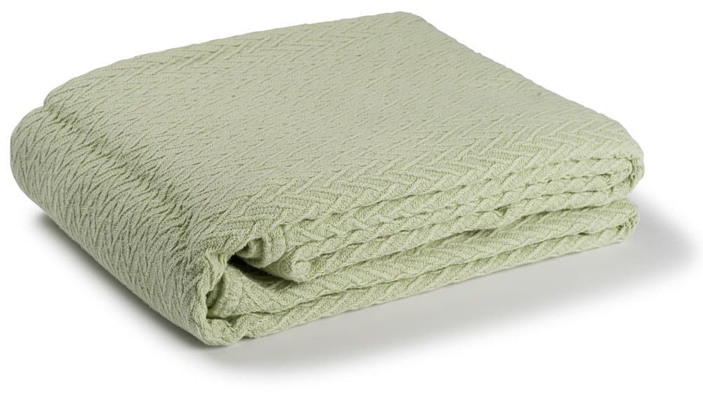 Maine Woolens Charisma 100% Solid Cotton Weave Blanket (King, Celadon)