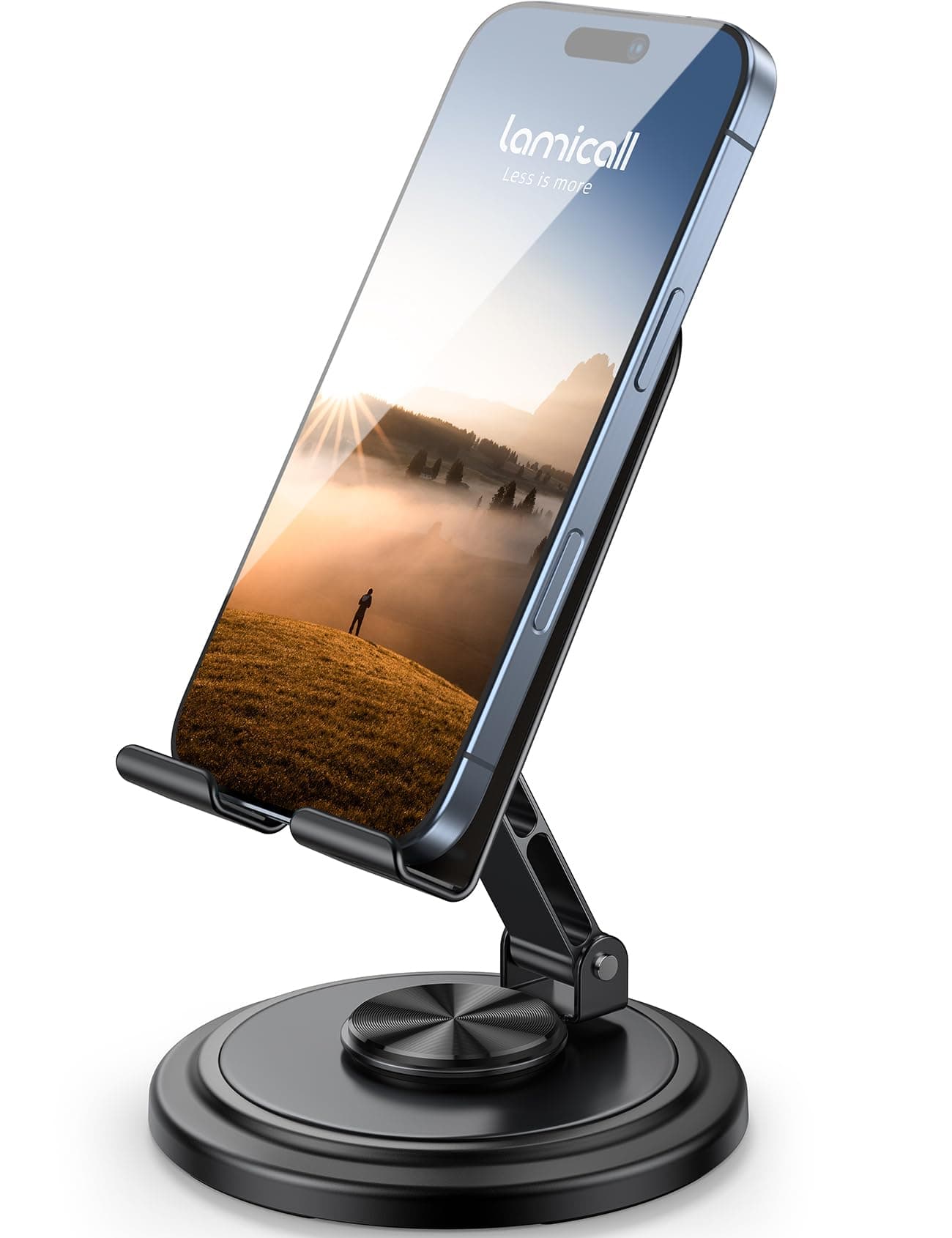 Adjustable Phone Stand for Desk - 360 Rotating Foldable Cell Phone Holder Desktop Portable Cellphone Stand, Office Desk Accessories for 14 15 16 17 Pro Max Plus Air, 4-10” Devices, iPad Mini