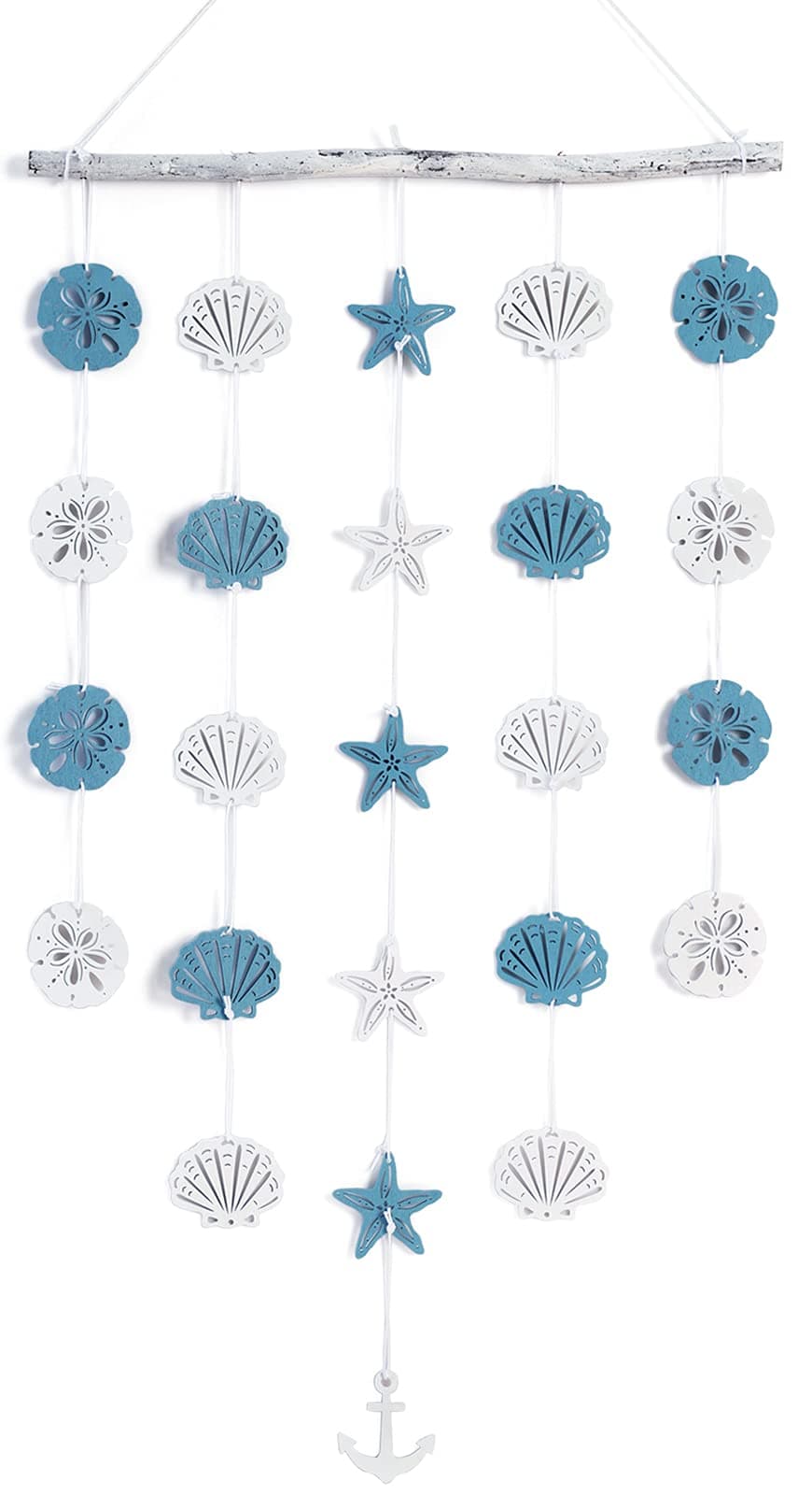 SOMTO Beach Seashell Wall Hanging Decor,Ocean Boho Farmhouse Rustic Coastal Themed Decorations for Home | Shells Starfish and Anchor Beach Nautical Decor for Bathroom, Bedroom or Living Room