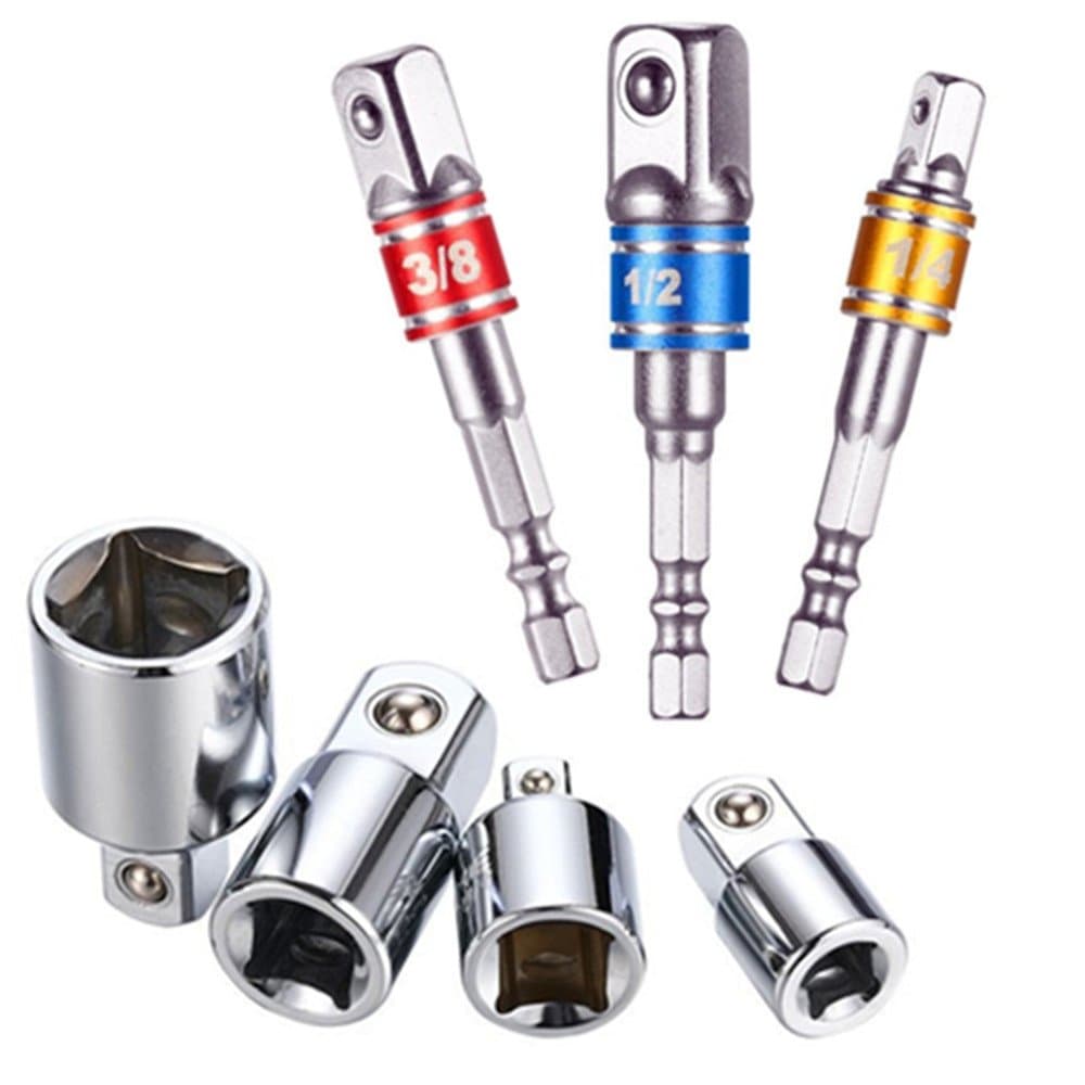 Power Hand Tools Sockets Adapter sets,4 Pieces Socket Adapter Set Converter Set And Reducer Set + 3 Pieces Power Extension Bit Set for Drill 1/4", 3/8", 1/2" Power Extension Bit Set