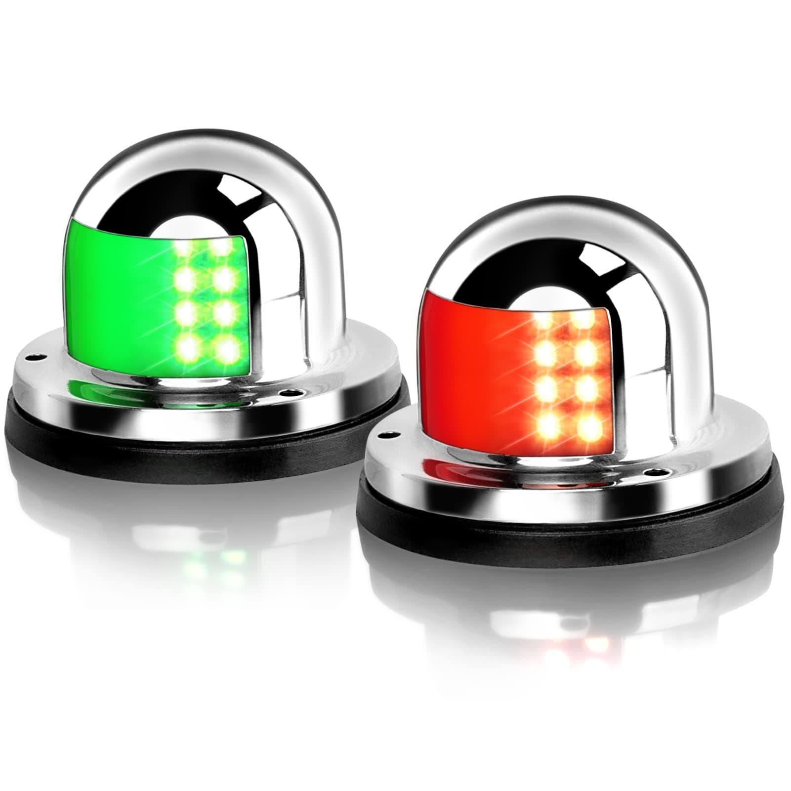 Obcursco Boat Navigation Lights, LED Red and Green Deck Mount Lights for Port, Starboard, Bow and Stern, Ideal for Marine, Skeeter, and Bass Boats