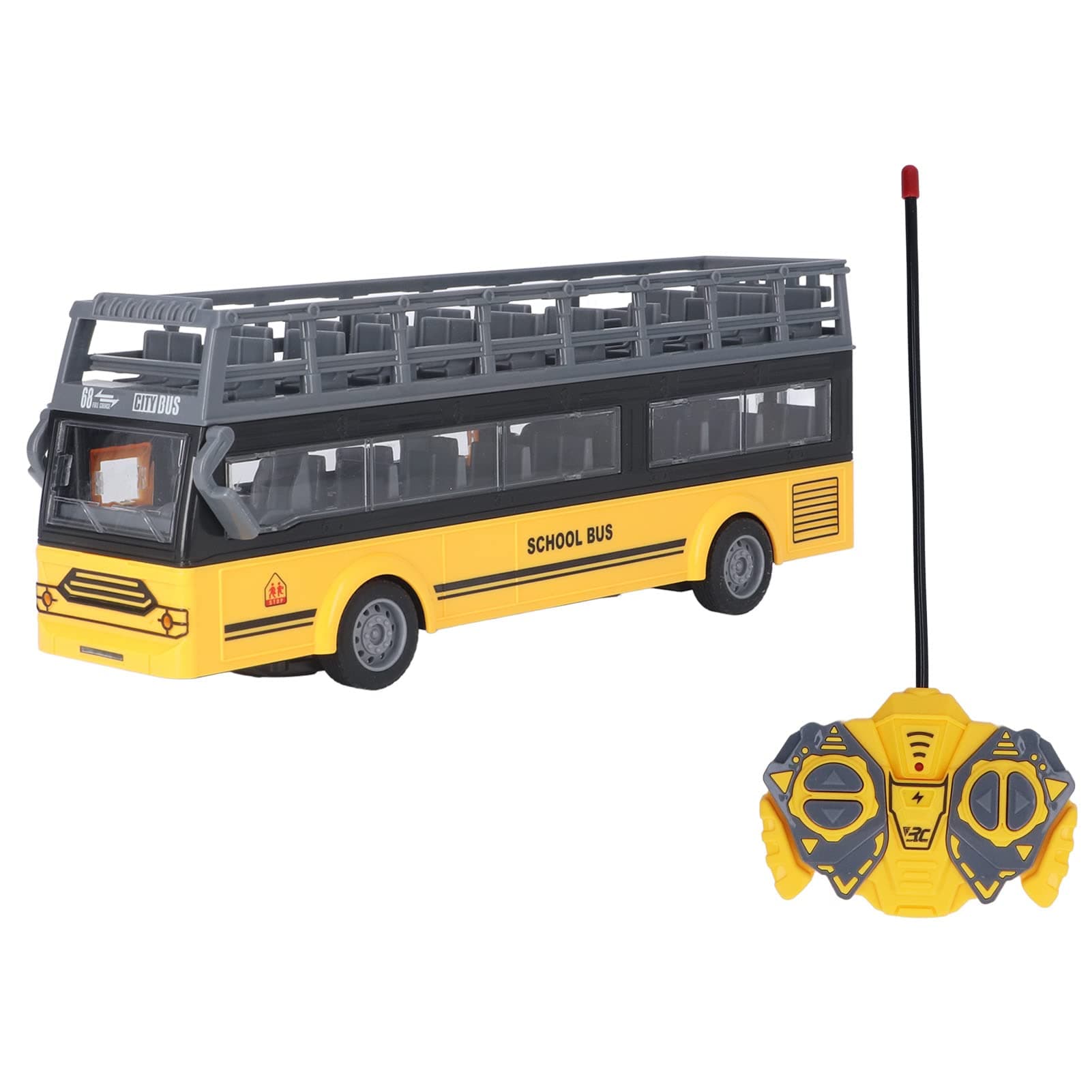 Bewinner Remote Control Car, School Bus Toy, 4 Channels RC Bus with Lights, Anti-Collision Design, Realistic Details (QH204 7 School Bus)