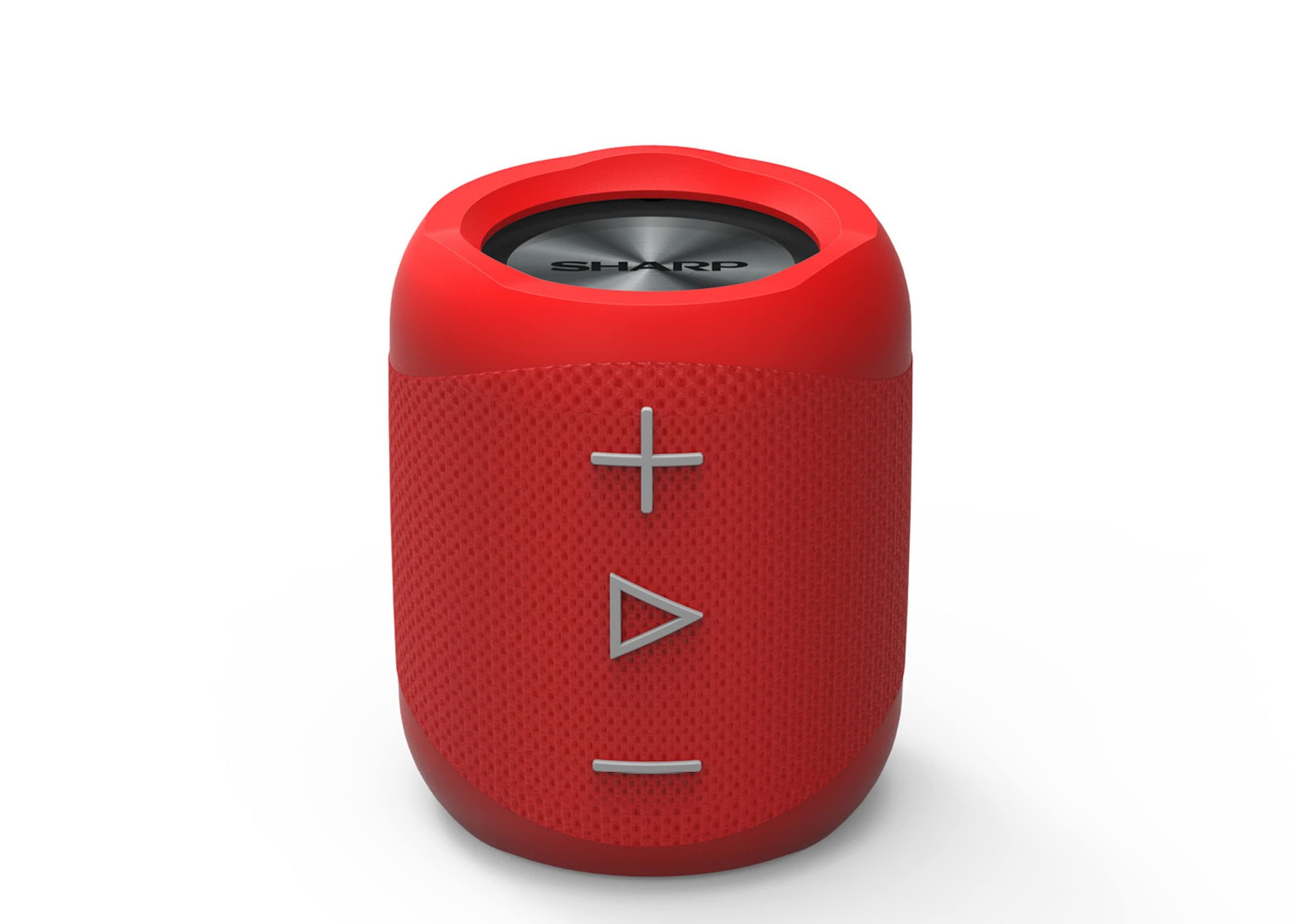 GX-BT180(RD) Portable Bluetooth Speaker, Wireless Stereo Sound, Splashproof Rechargeable Compact Speaker with Call Answering, Google & Siri Compatible – Red