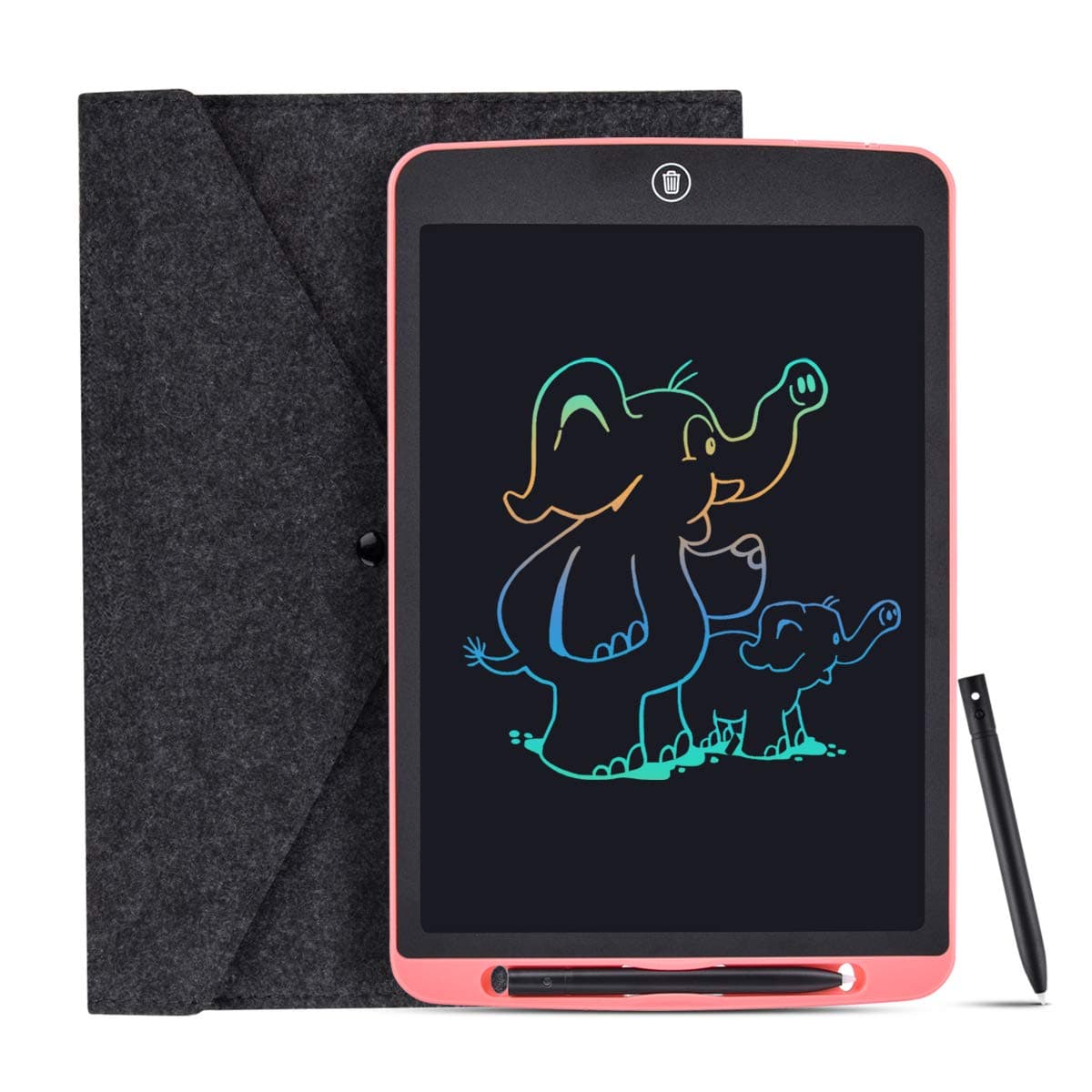 LCD Writing Tablet, 12 Inch Colorful Digital ewriter Electronic Graphics Tablet Portable Board Drawing Tablet Pad for Kids Adults Home School Office (pink-12")