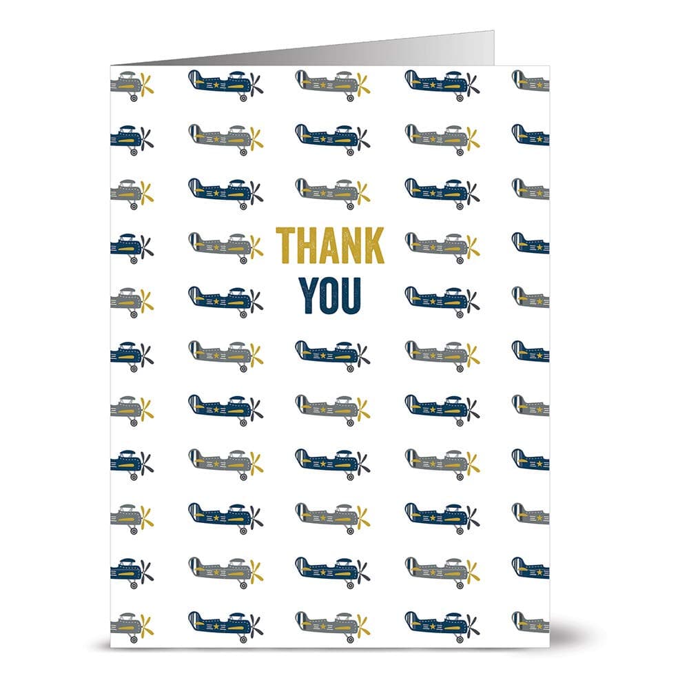 Note Card Cafe Thank You Cards with Envelopes | 24 Pack | Blank Inside, Glossy Finish | Vintage Plane Thank You Design| Set for Greeting Cards, Occasions, Birthdays, Gifts