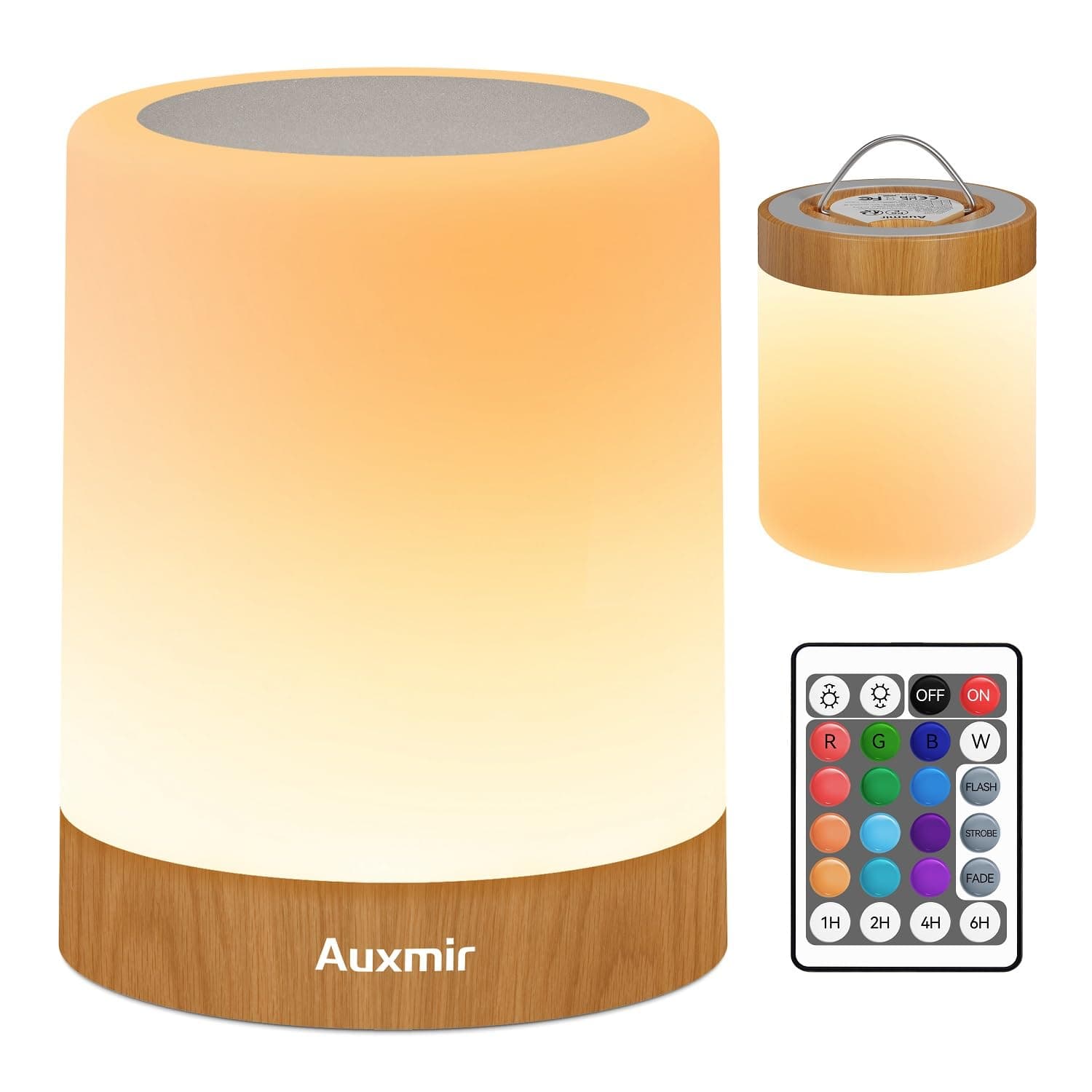 – Auxmir Night Light, 3000mAh Rechargeable LED Bedside Table Lamp, Touch & Remote Control Dimmable Light, RGB Color Changing & 5 Modes, Portable Lamp for Bedroom, Living Room, Camping