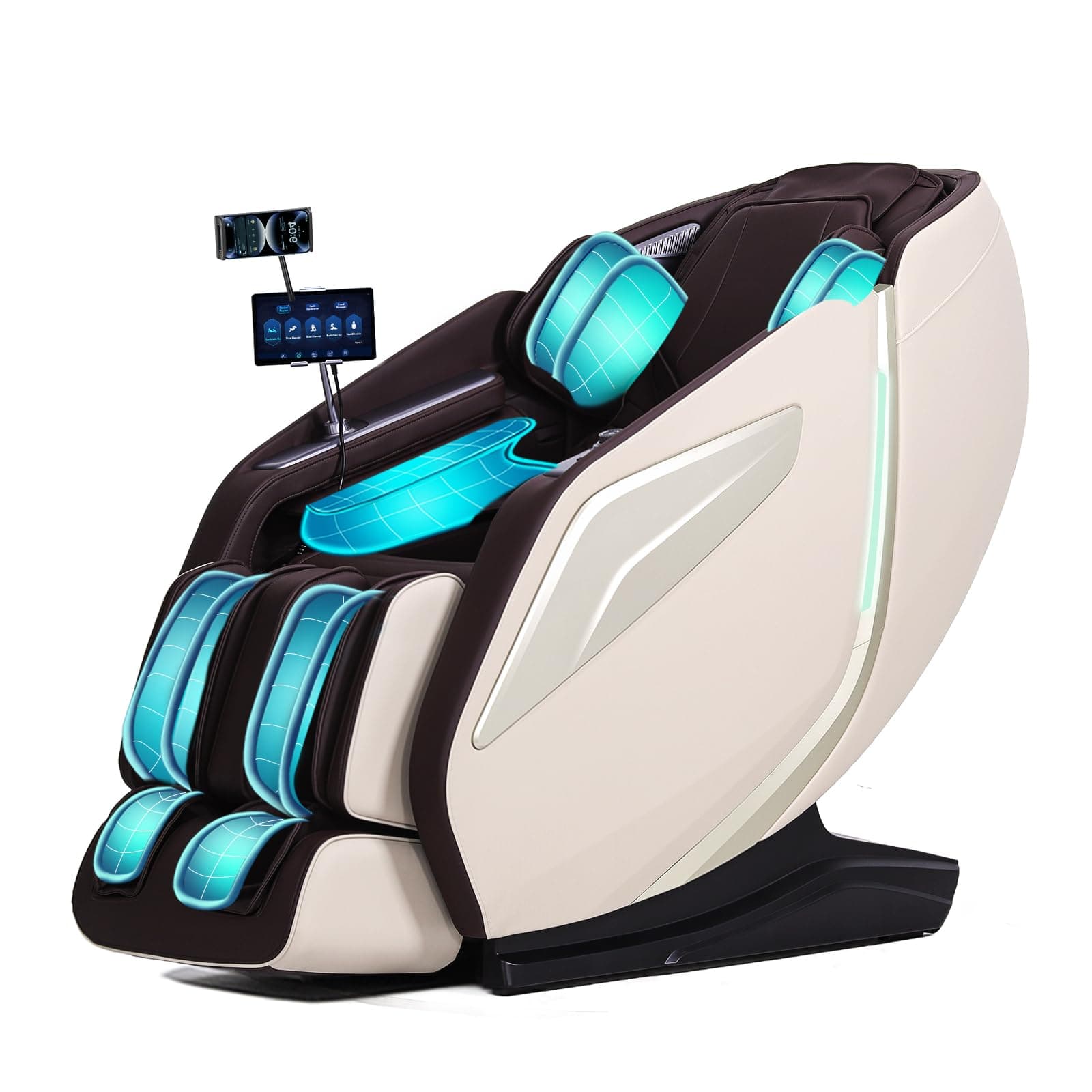 Full Body Zero Gravity Massage Chair with Body Scan 4D Intelligent Shiatsu Strecth Massage, Back/Leg Heated with AI Voice Control Bluetooth Speaker Airbags SL Track Massage Coffee