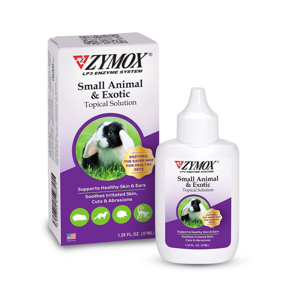 Zymox Small Animal & Exotic Topical Solution, 1.25 oz. – Supports Healthy Skin & Ears for Dog, Cat, Rabbit, Guinea Pig, Ferret, Hamster, Chinchilla, Monkey